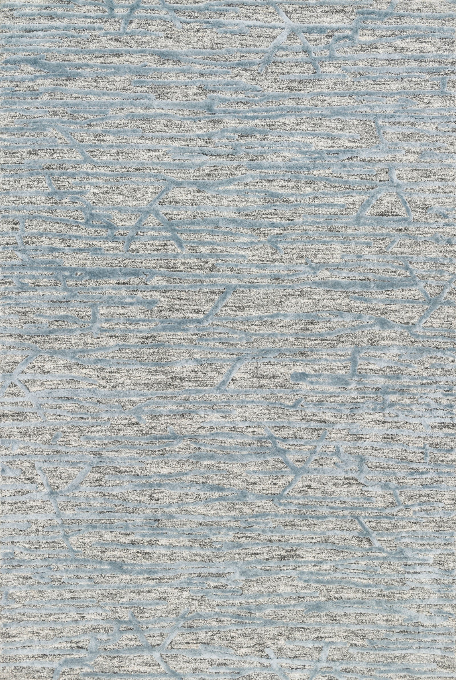 front view of Juneau Grey / Blue luxury Rug