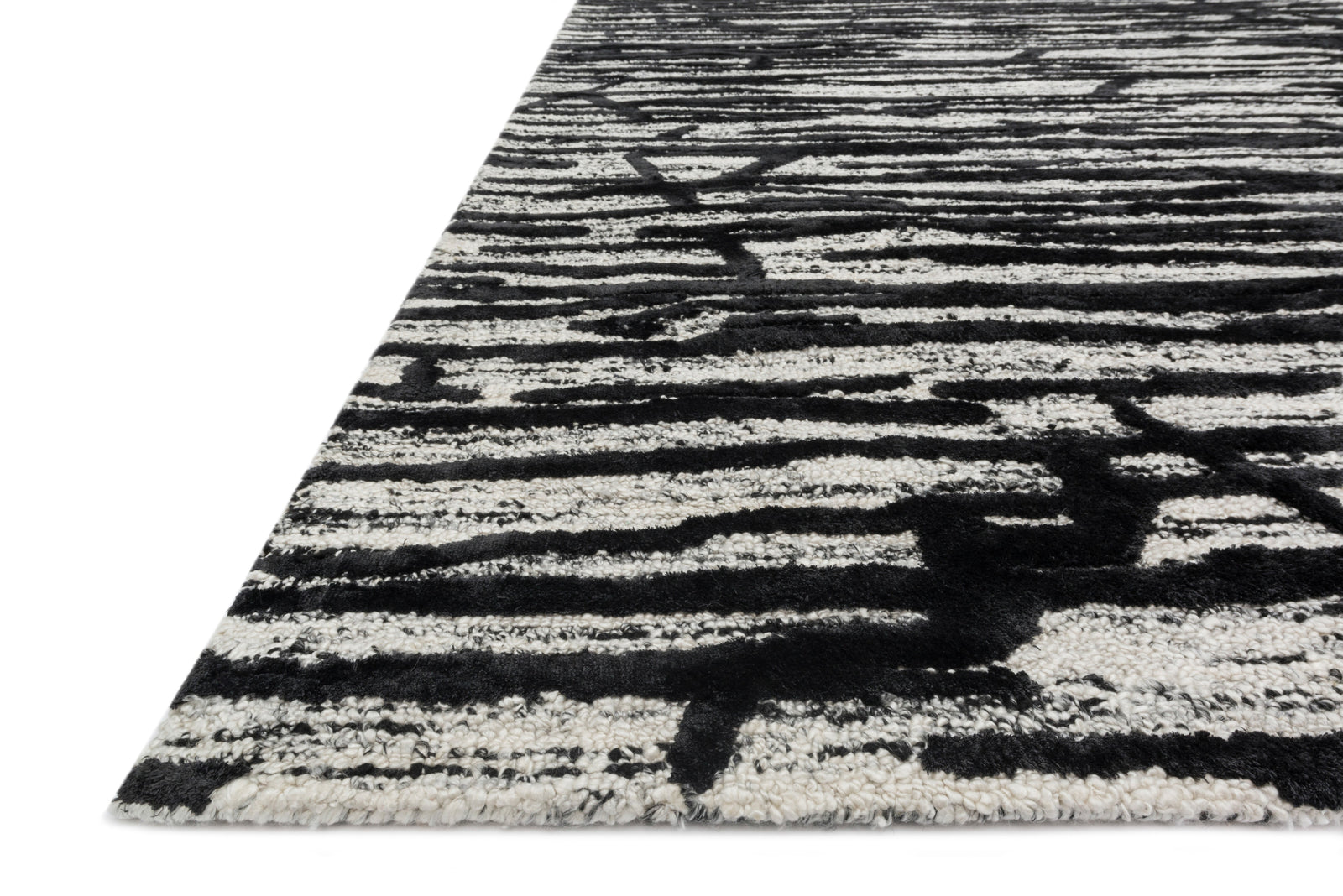 front view of Juneau Ivory / Black luxury Rug