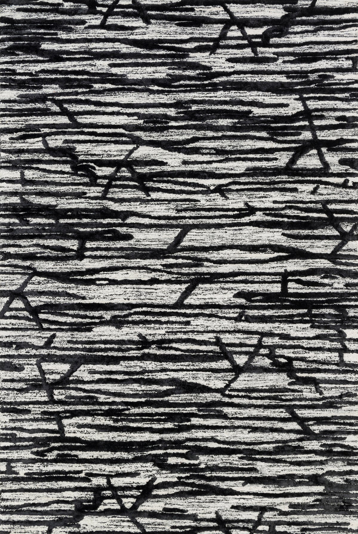 front view of Juneau Ivory / Black luxury Rug