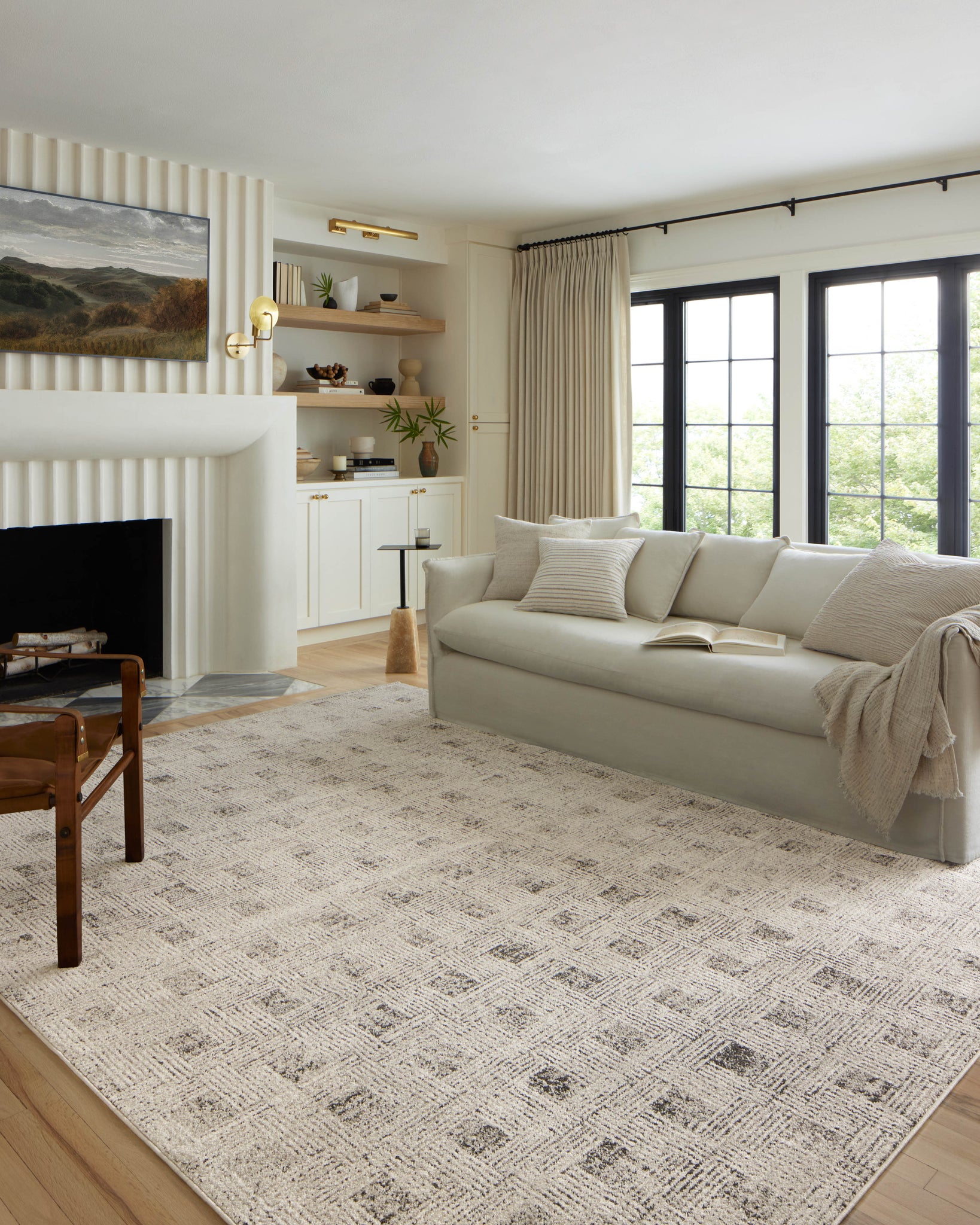 angle view of Kamala Grey / Graphite luxury Rug