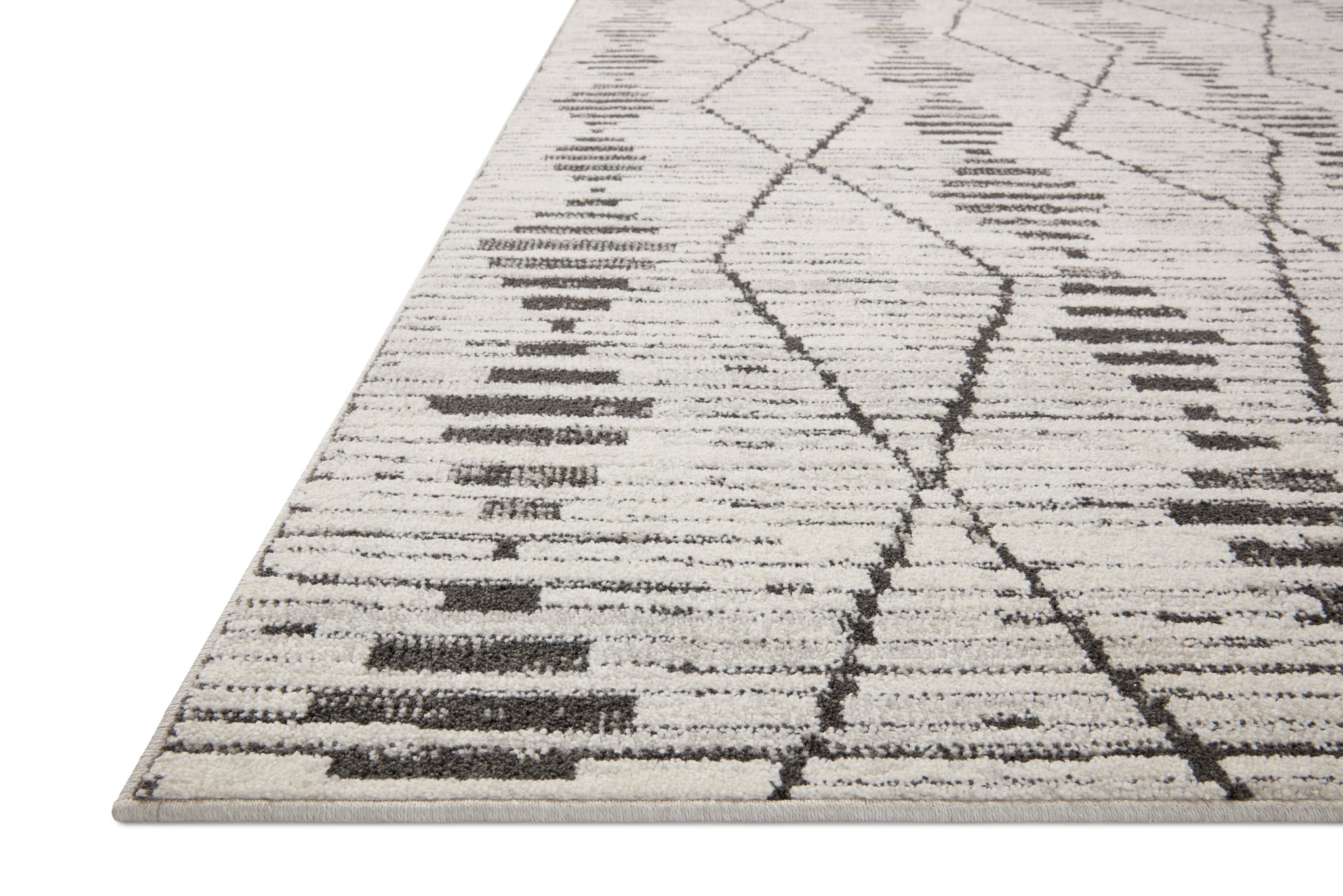 detail view of Kamala Charcoal / Dove luxury Rug