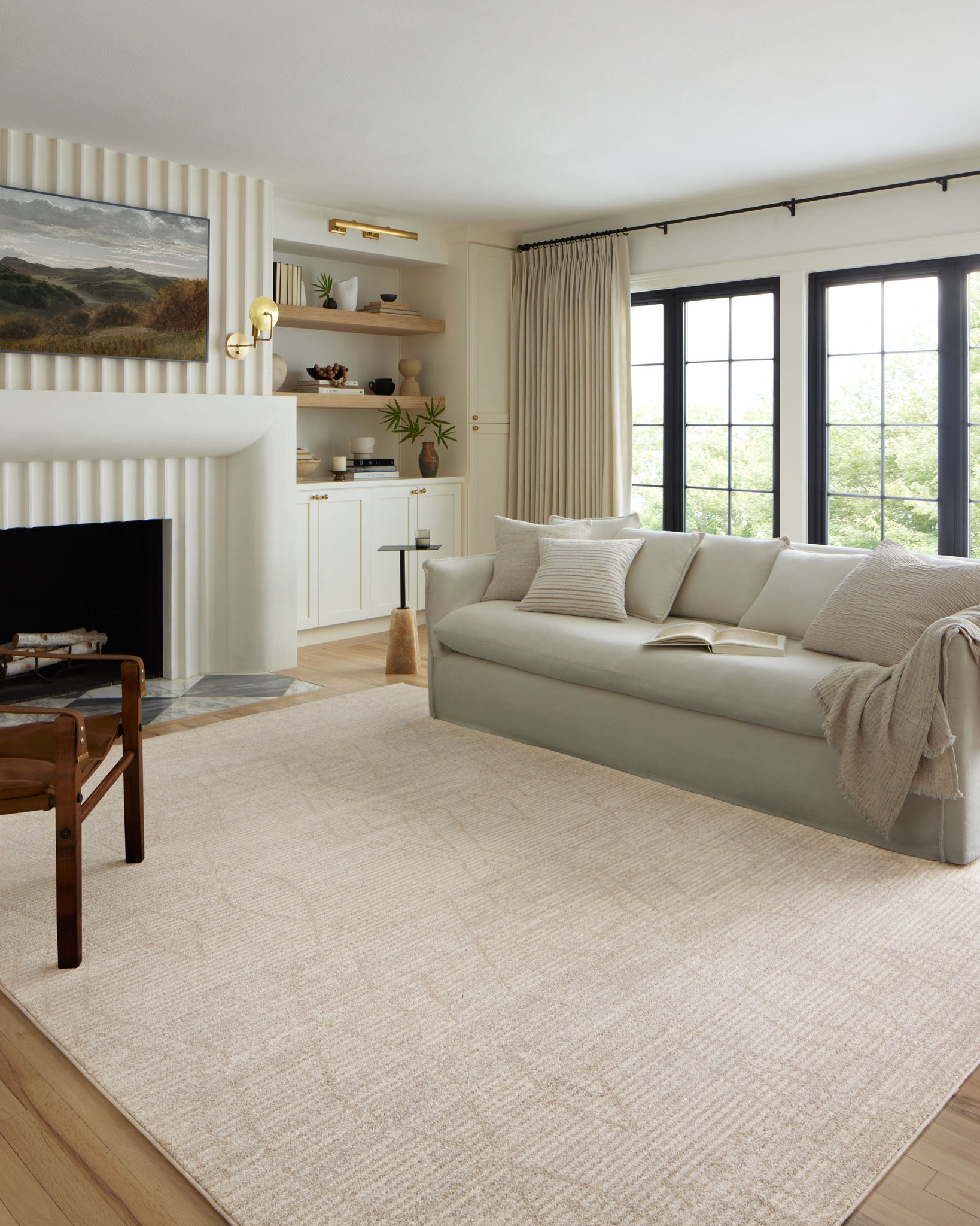 angle view of Kamala Natural / Mist luxury Rug
