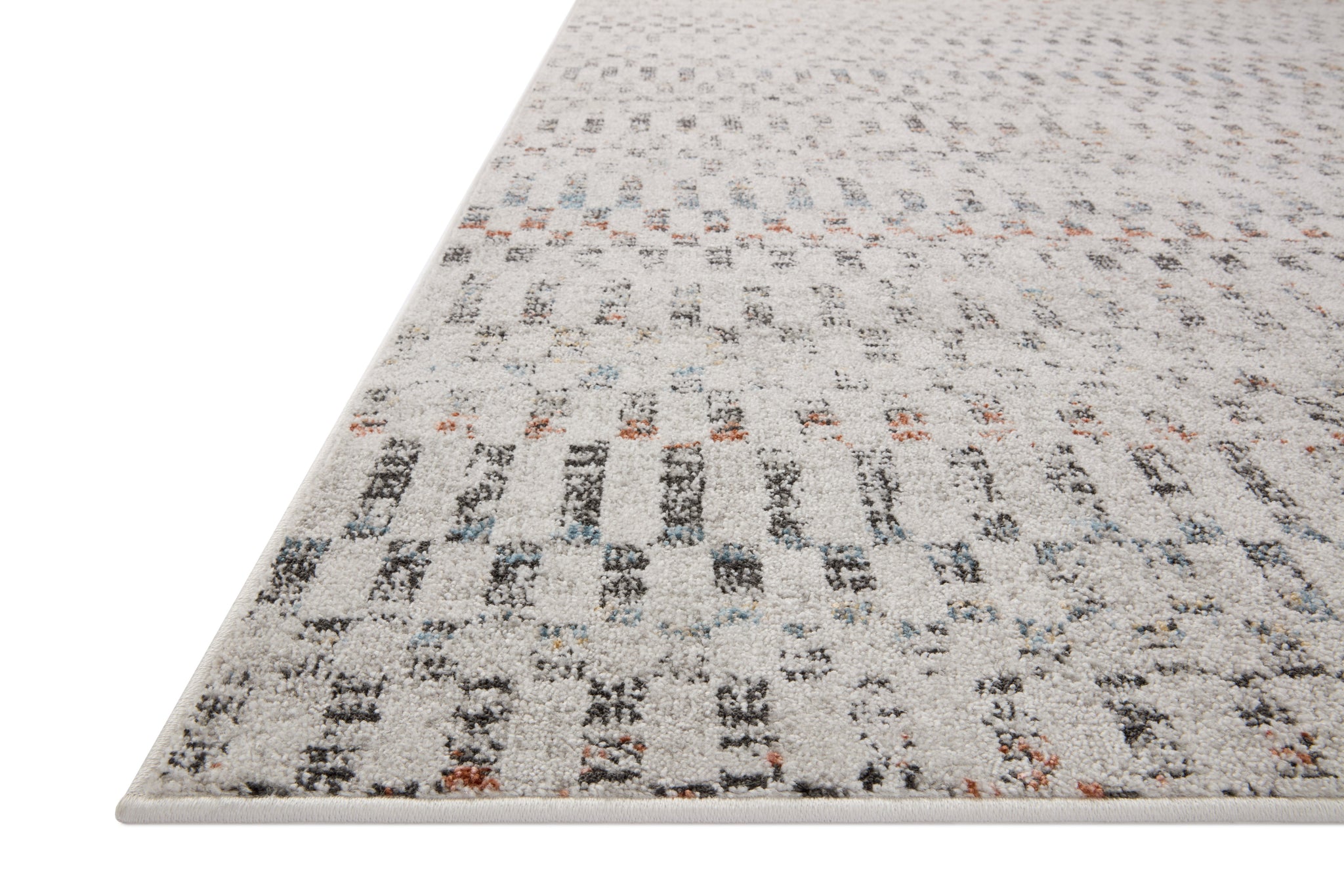 side view of Kamala Grey / Multi luxury Rug