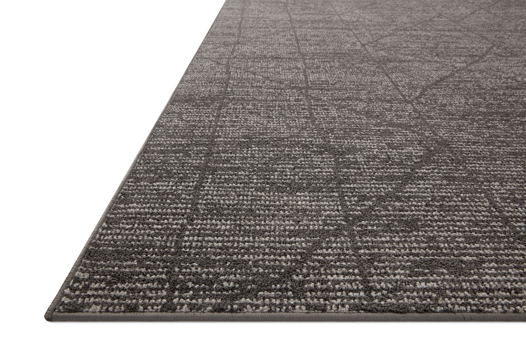 side view of Kamala Charcoal / Ivory luxury Rug