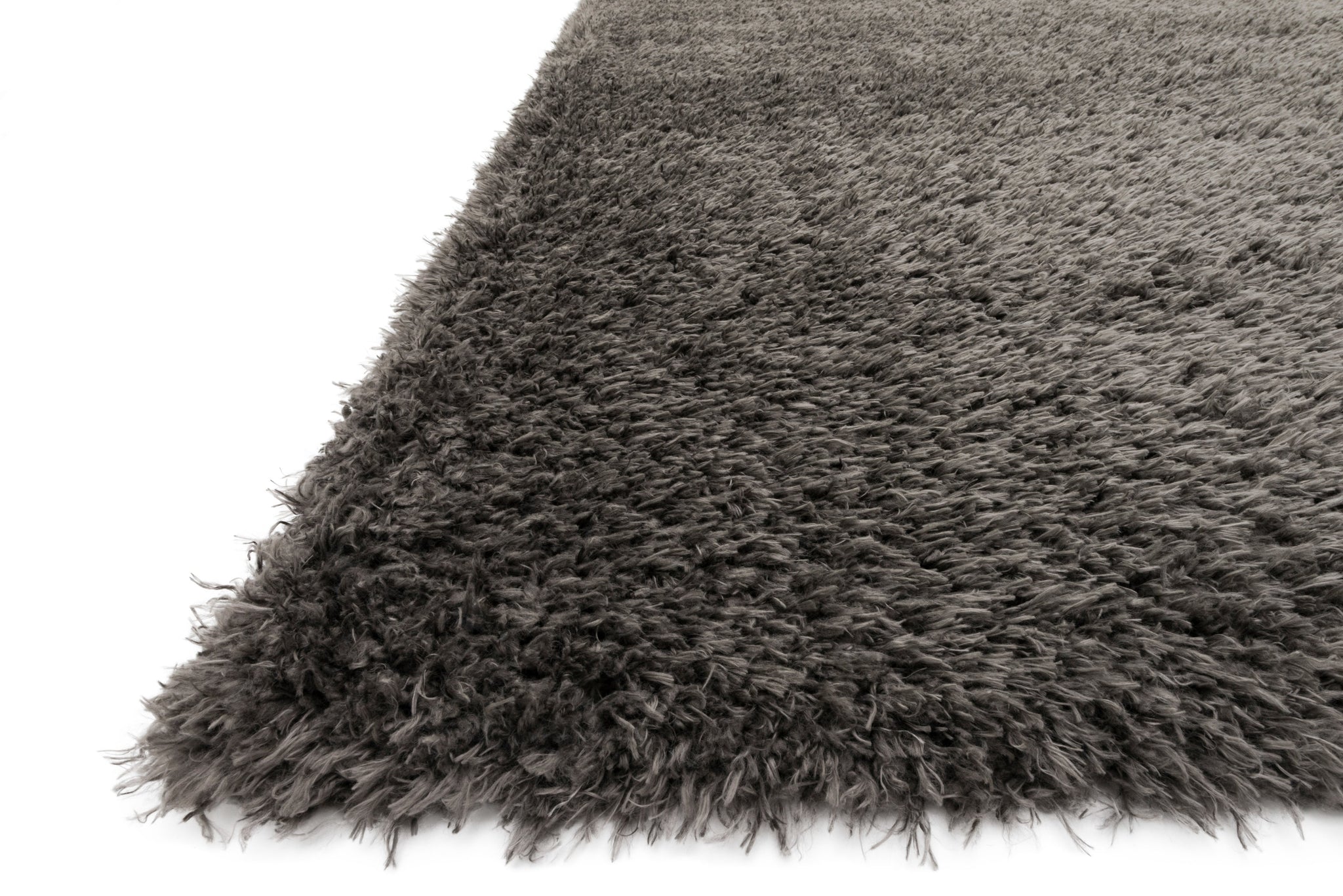 angle view of Kayla Shag Grey luxury Rug