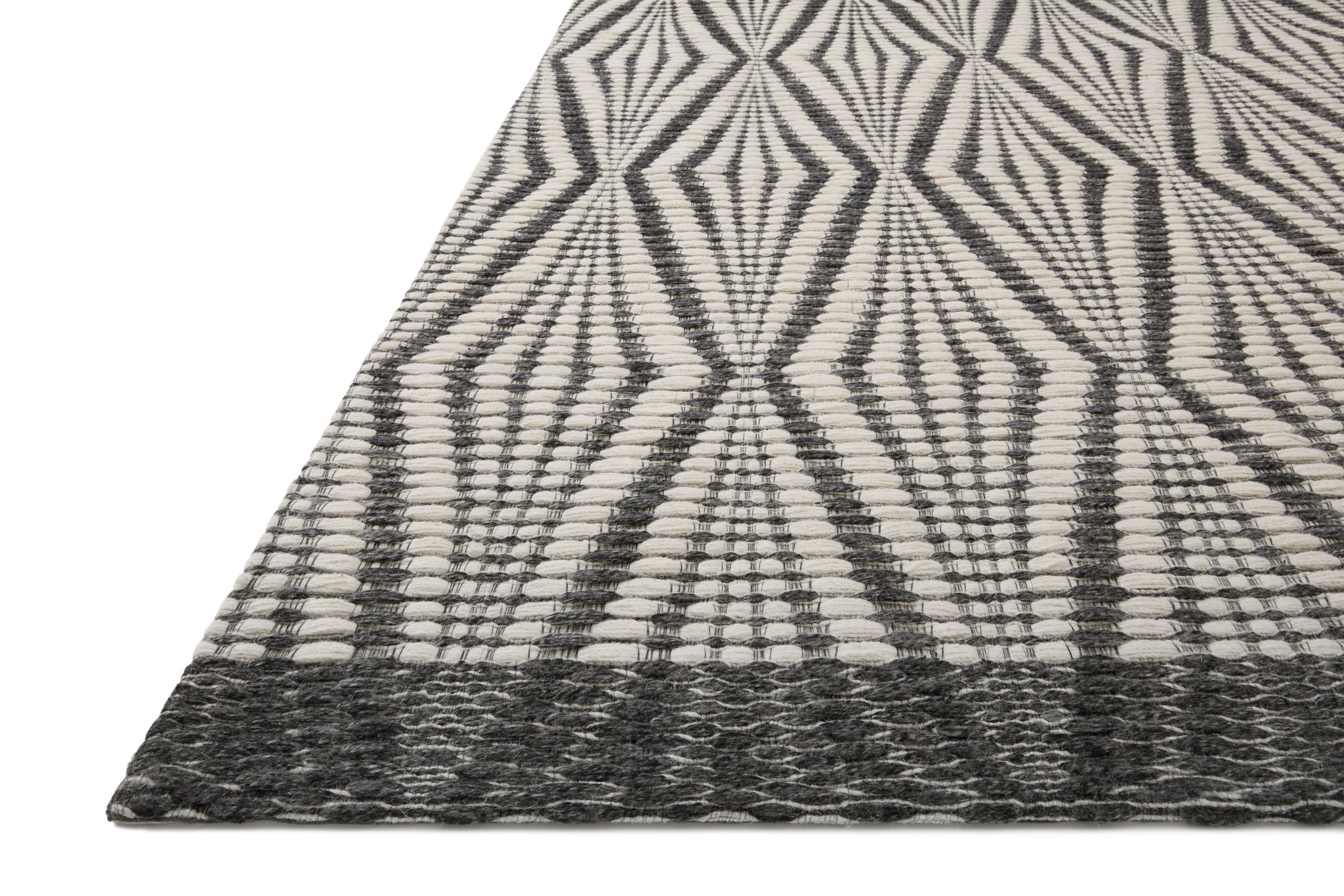 side view of Kenzie Ivory / Charcoal luxury Rug