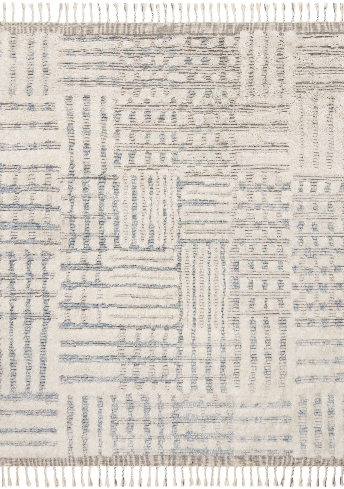 front view of Khalid Ivory / Sky luxury Rug