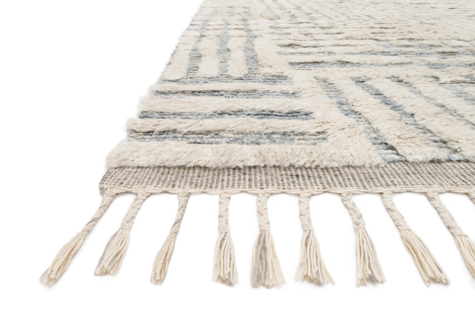 front view of Khalid Ivory / Sky luxury Rug