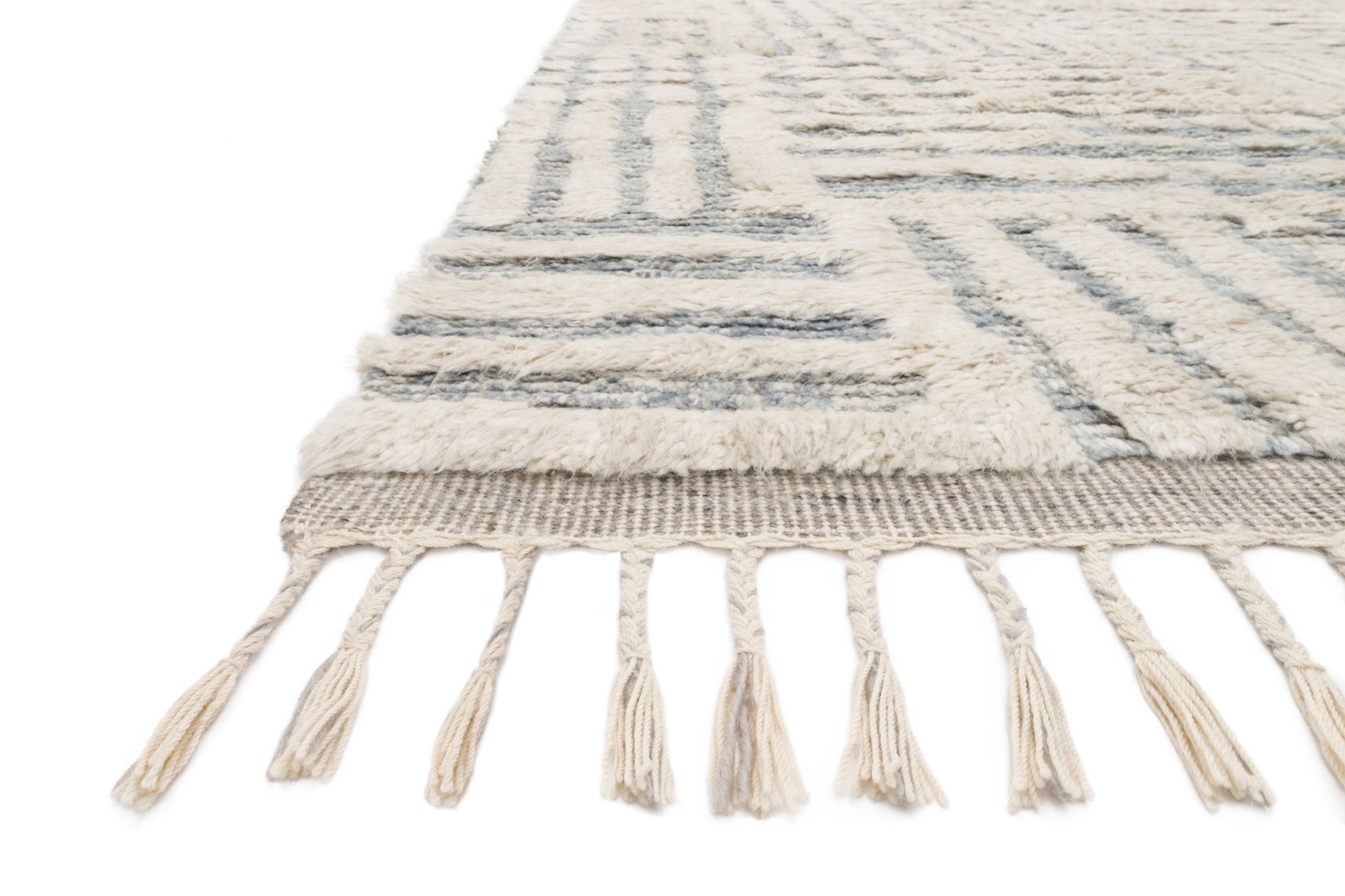 angle view of Khalid Ivory / Sky luxury Rug