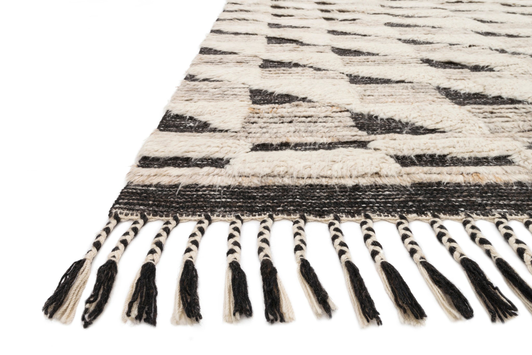 side view of Khalid Natural / Black luxury Rug