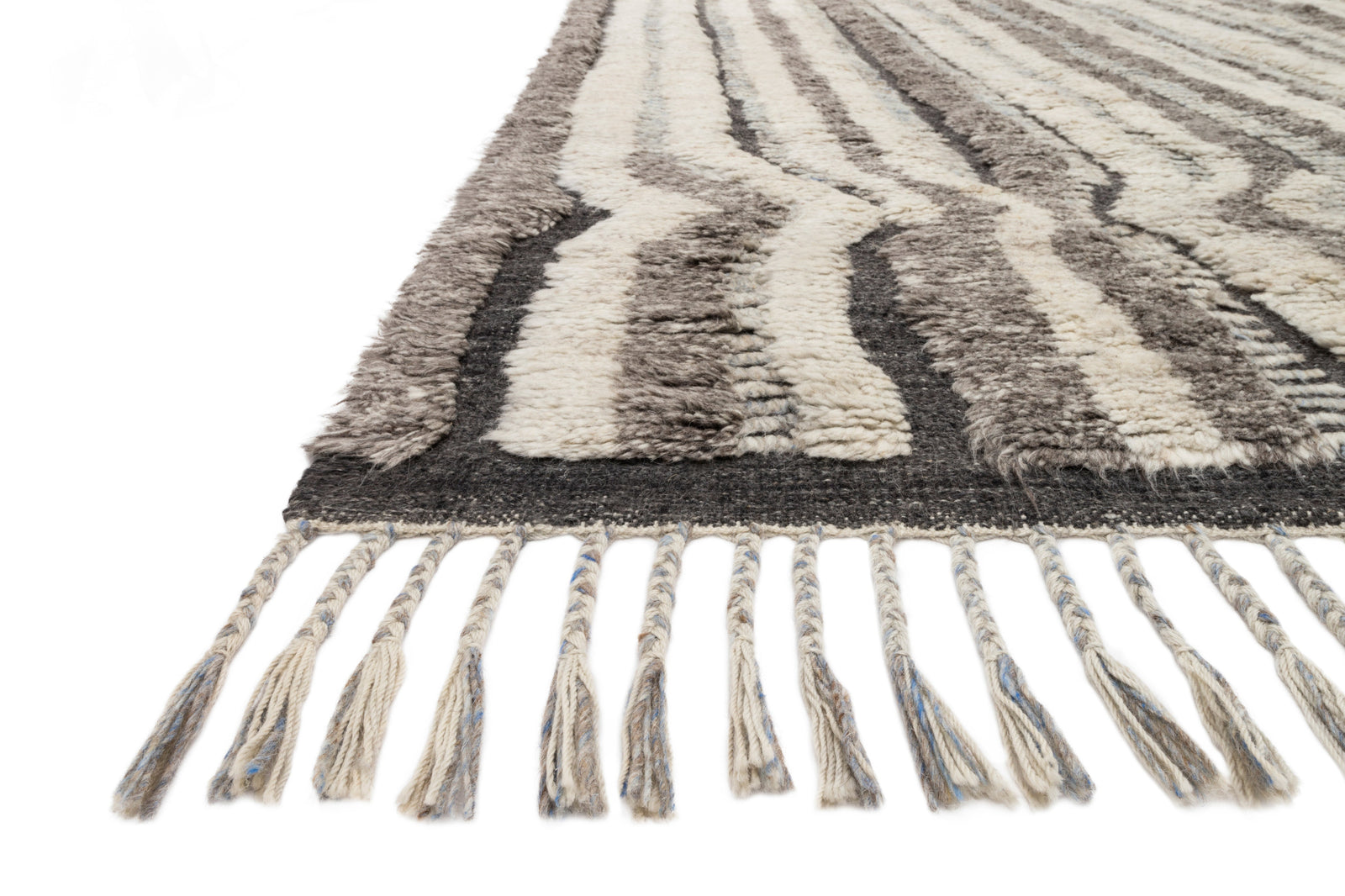 front view of Khalid Stone / Charcoal luxury Rug