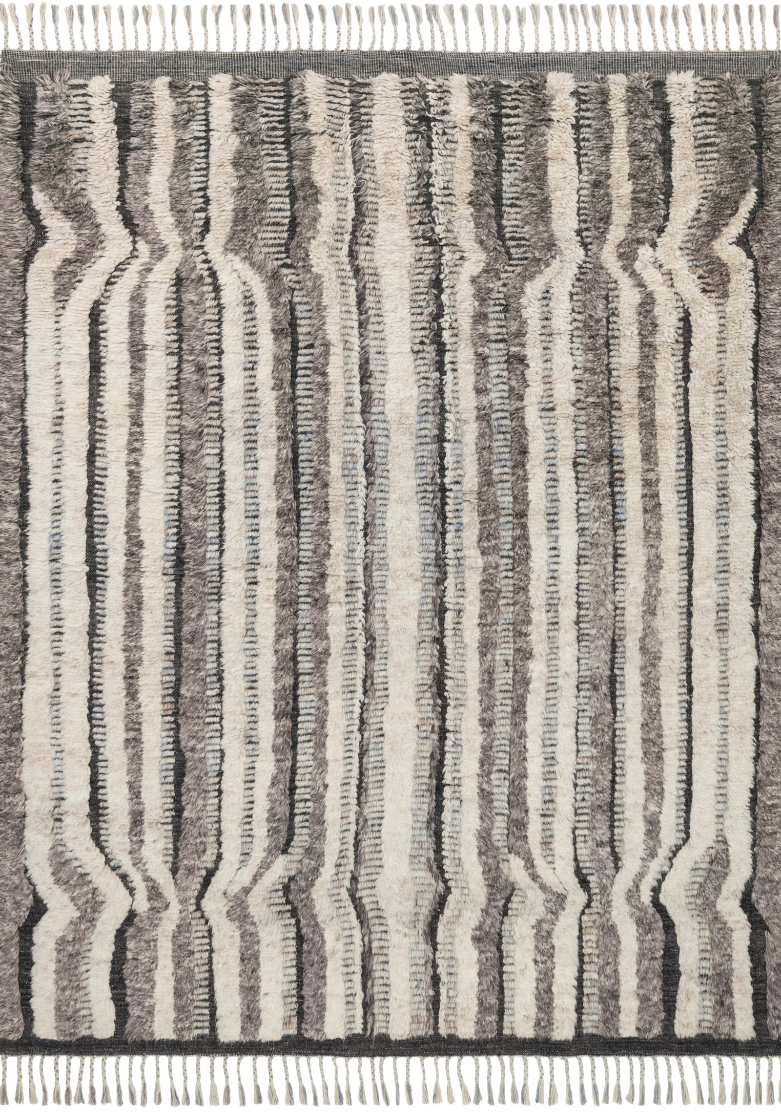 front view of Khalid Stone / Charcoal luxury Rug
