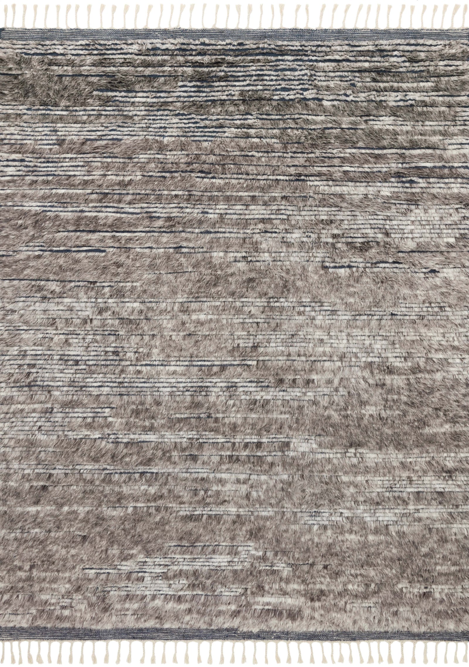 front view of Khalid Pewter / Ink luxury Rug