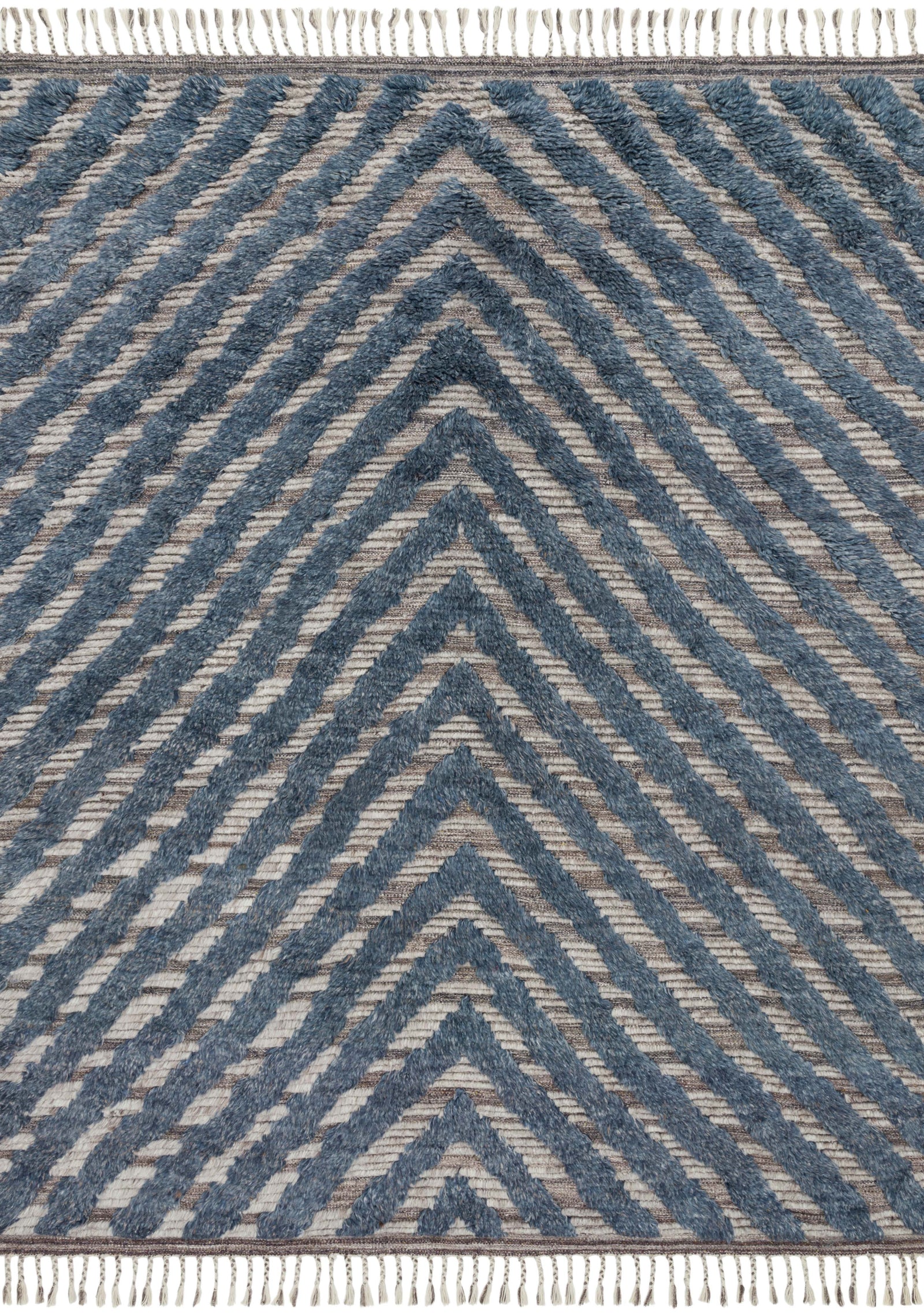 front view of Khalid Blue / Pewter luxury Rug