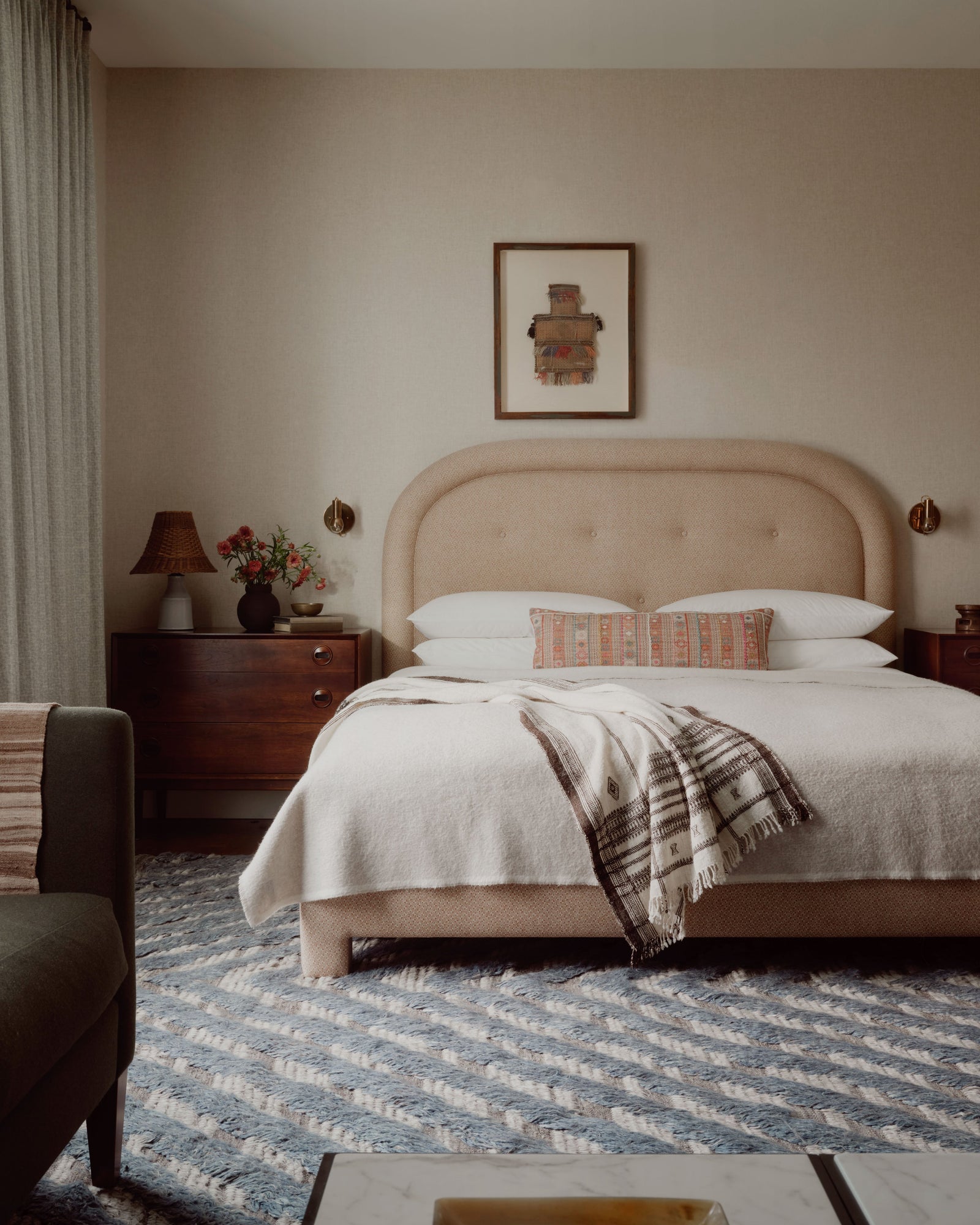 front view of Khalid Blue / Pewter luxury Rug