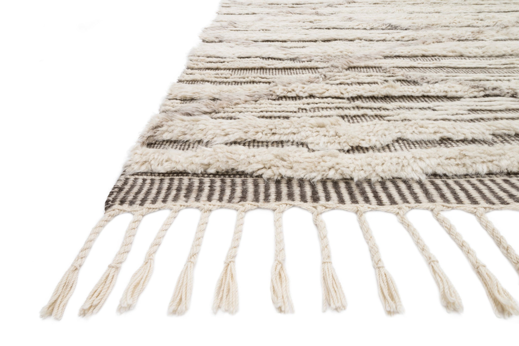 side view of Khalid Ivory / Taupe luxury Rug