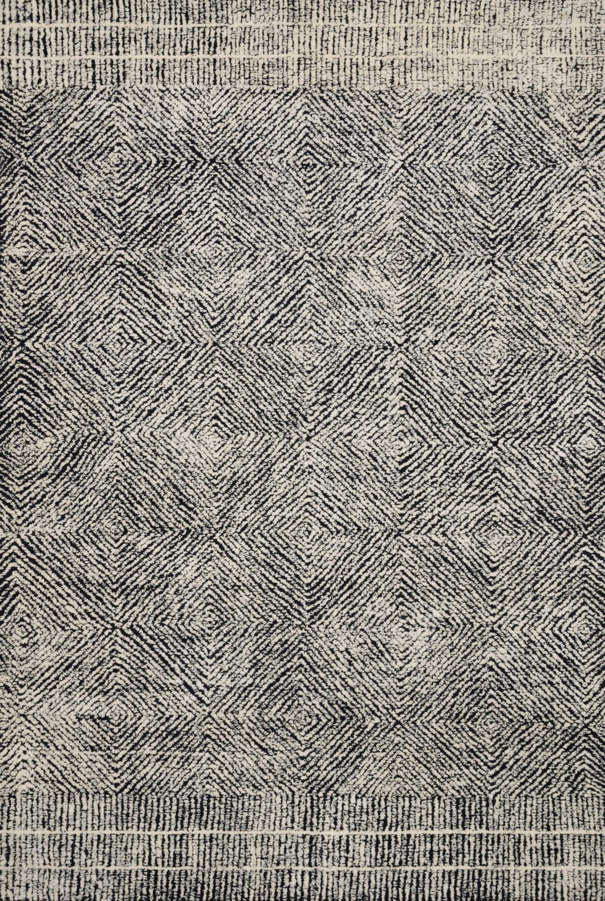 front view of Kopa Black / Ivory luxury Rug