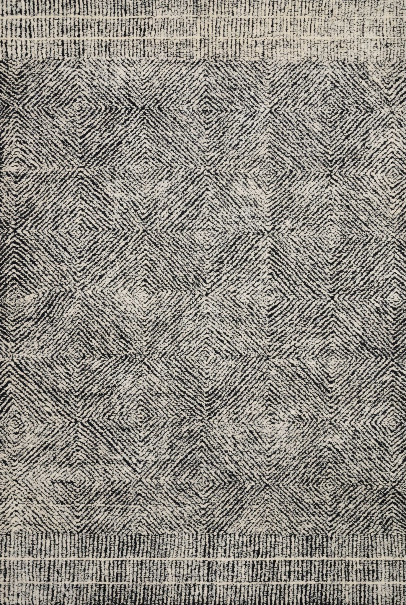 front view of Kopa Black / Ivory luxury Rug
