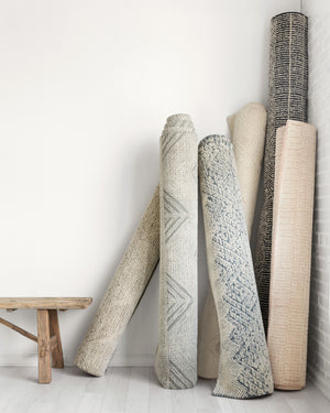 angle view of Kopa Cream / Ivory luxury Rug