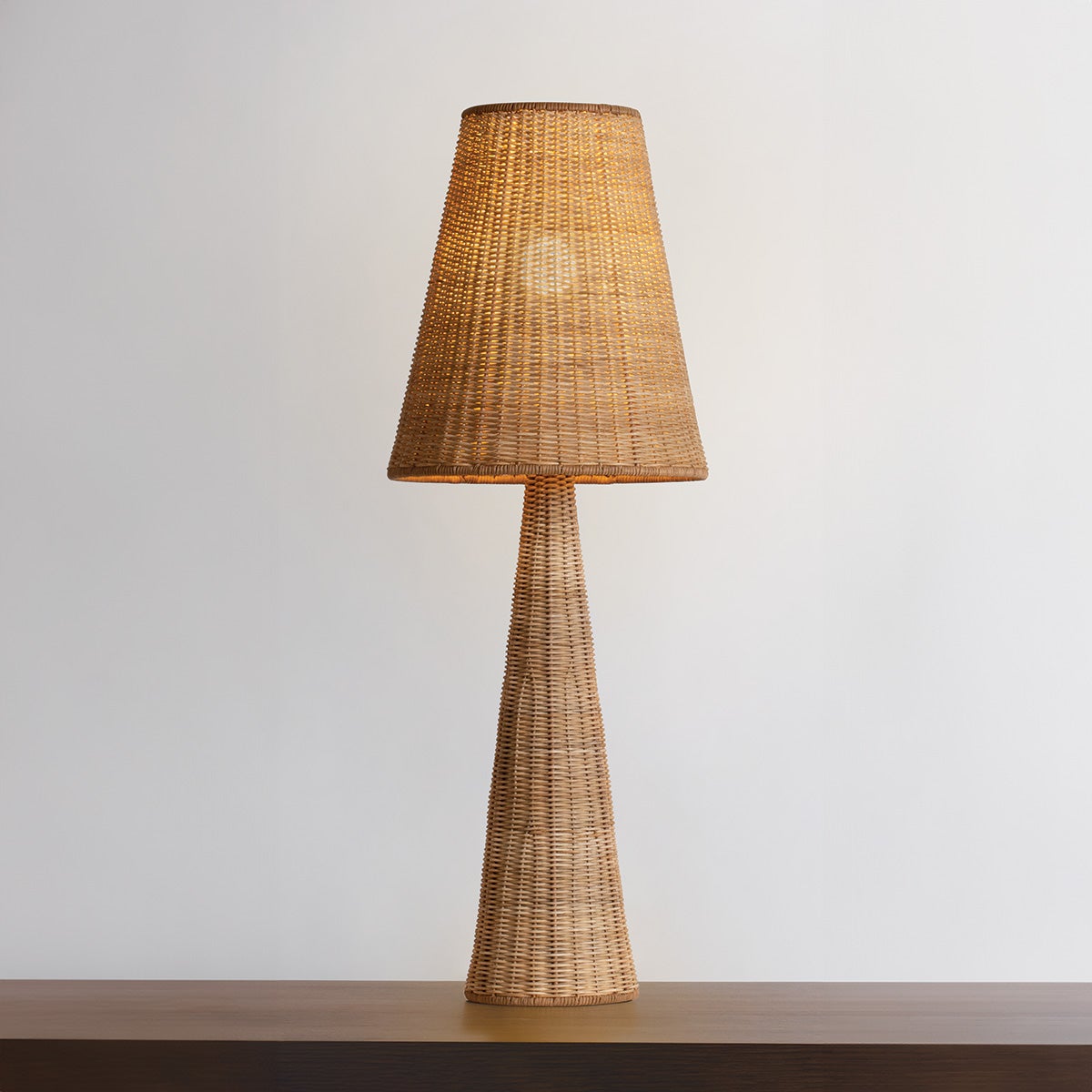 Fair Haven Table Lamp in aged brass shown from a second angle to highlight the base and shade proportions.