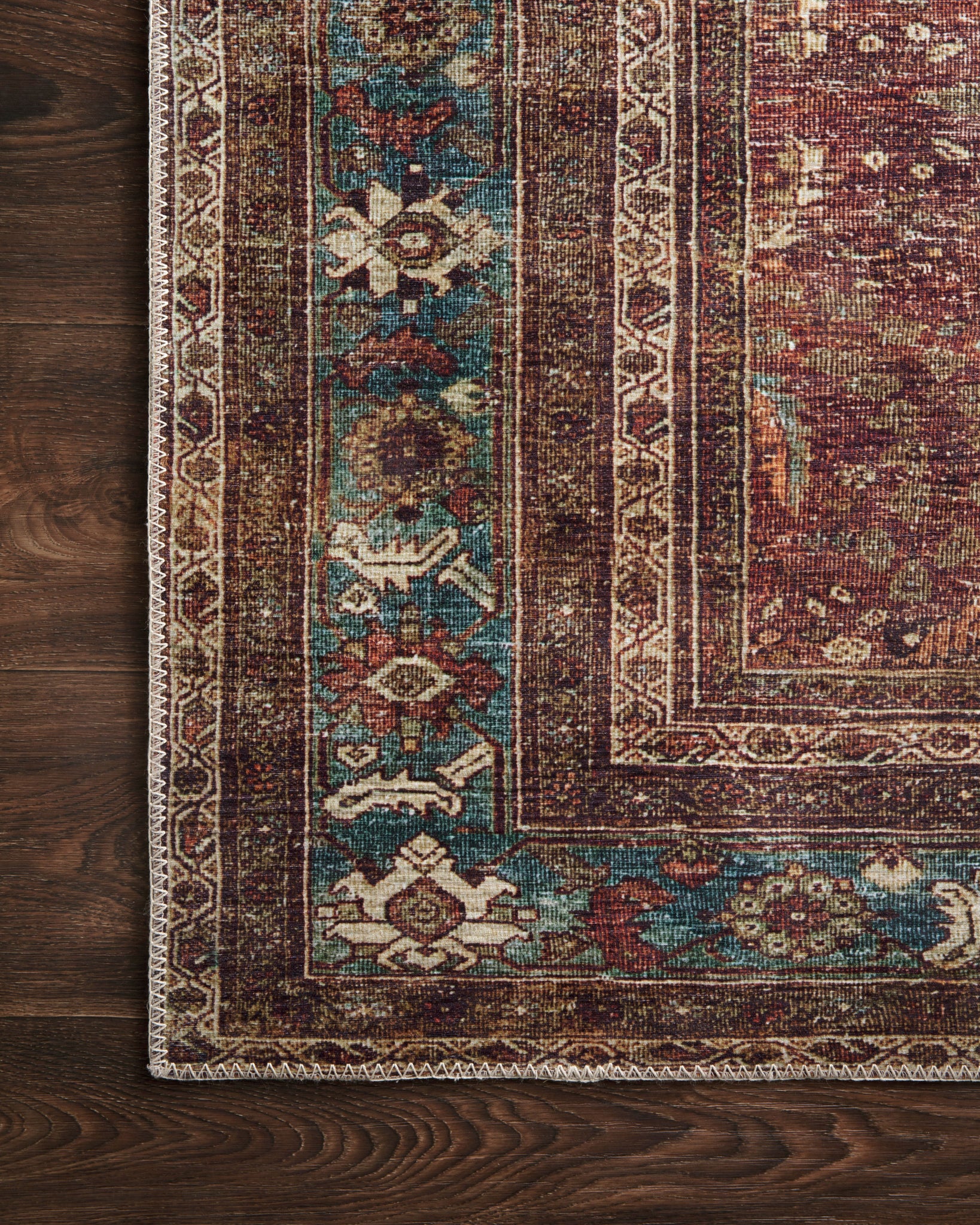 lifestyle view of Layla Brick / Blue luxury Rug