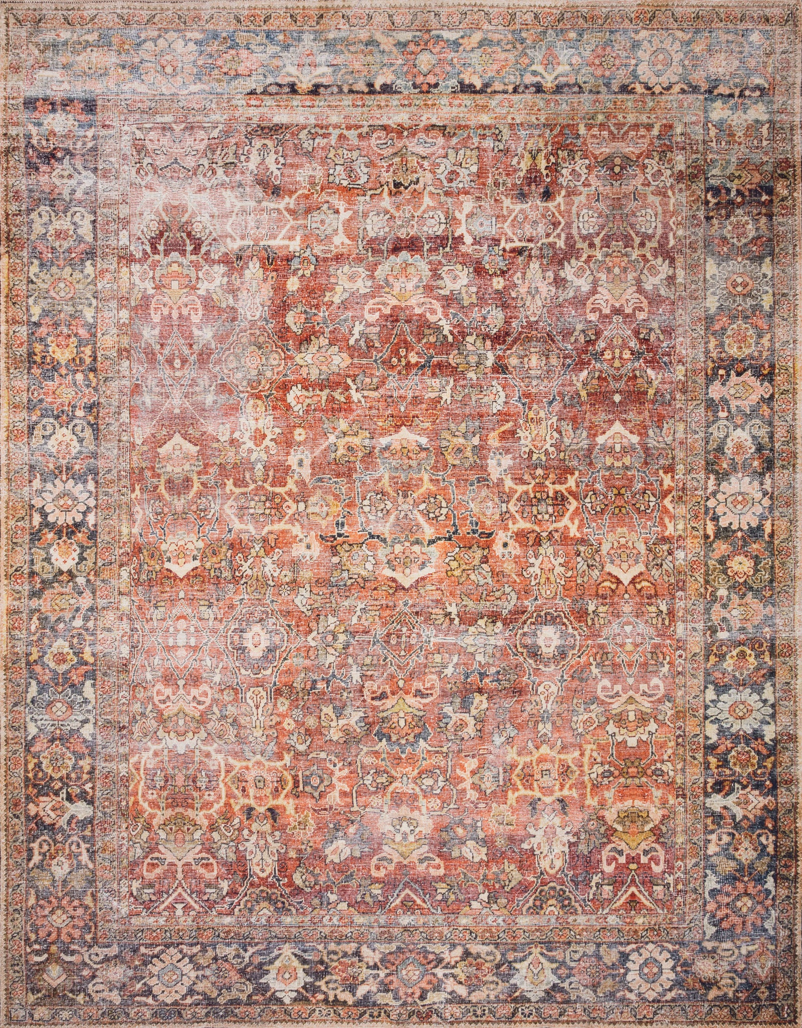 front view of Layla Spice / Marine luxury Rug