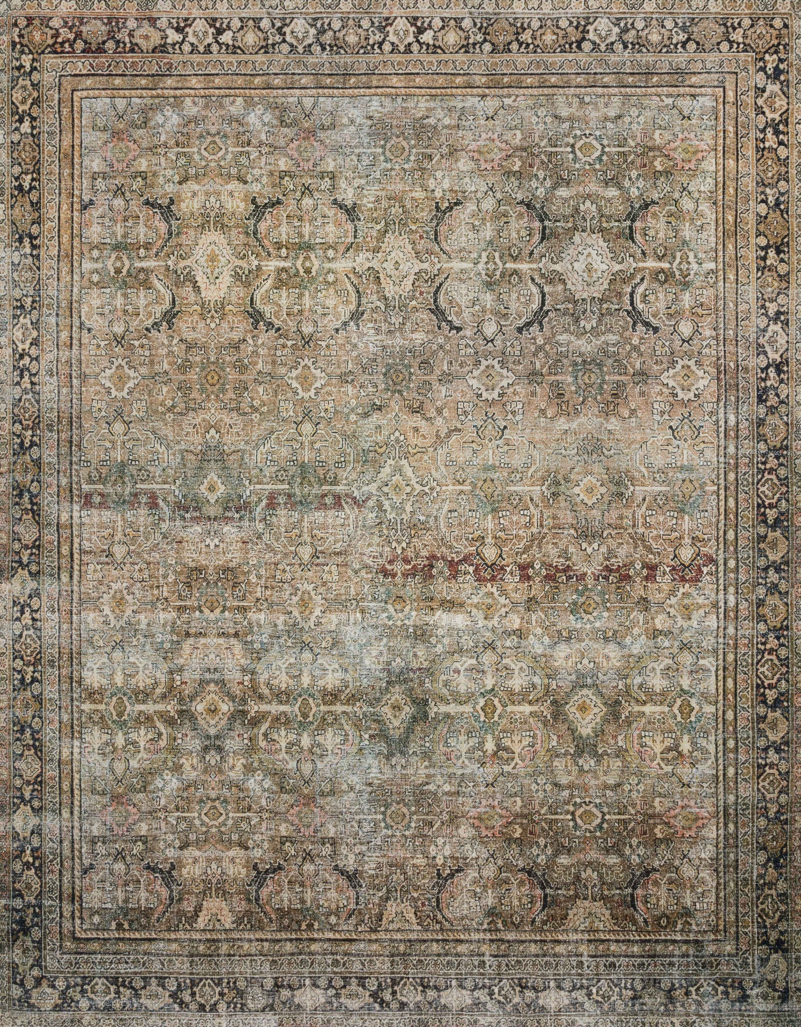 front view of Layla Olive / Charcoal luxury Rug