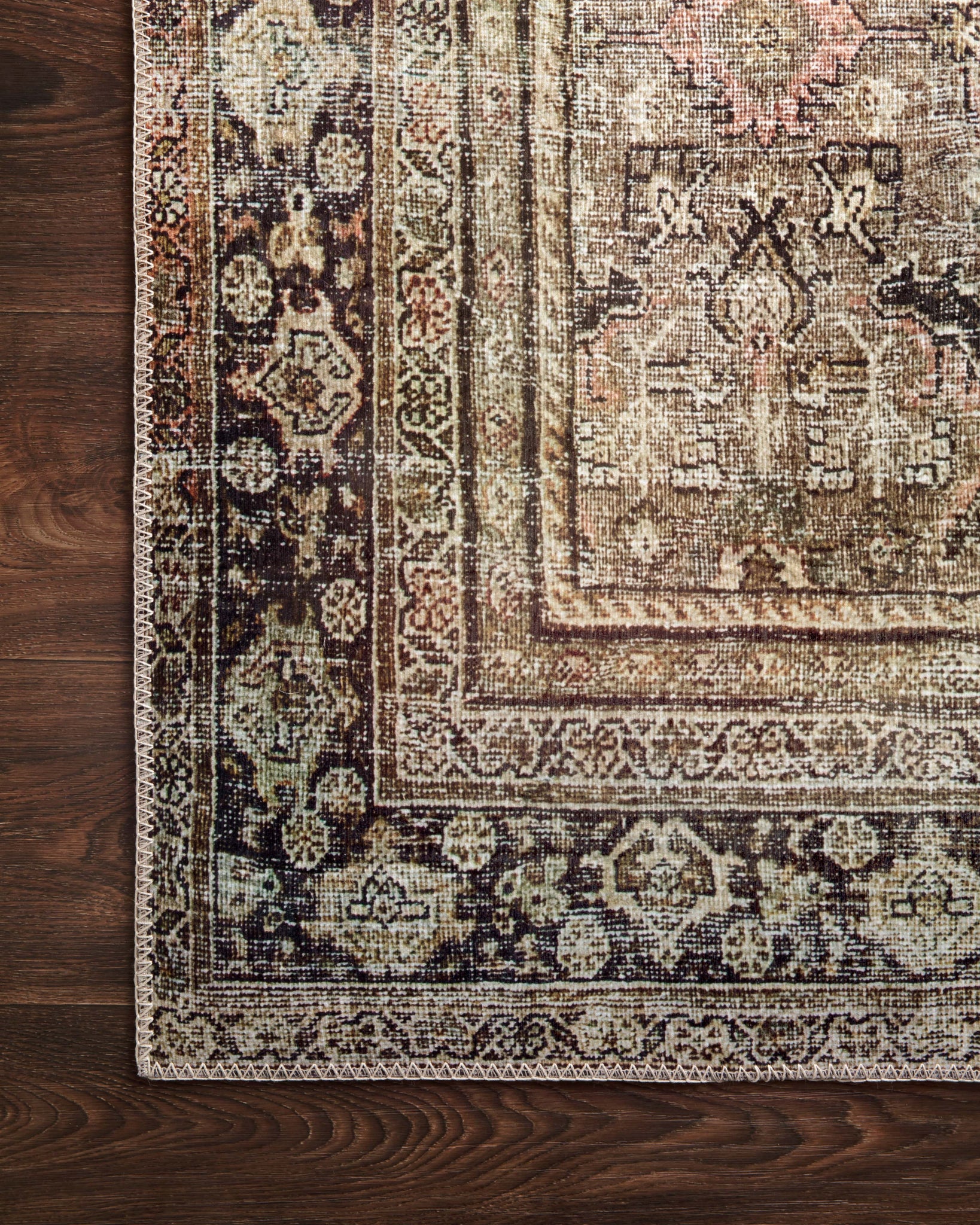 lifestyle view of Layla Olive / Charcoal luxury Rug