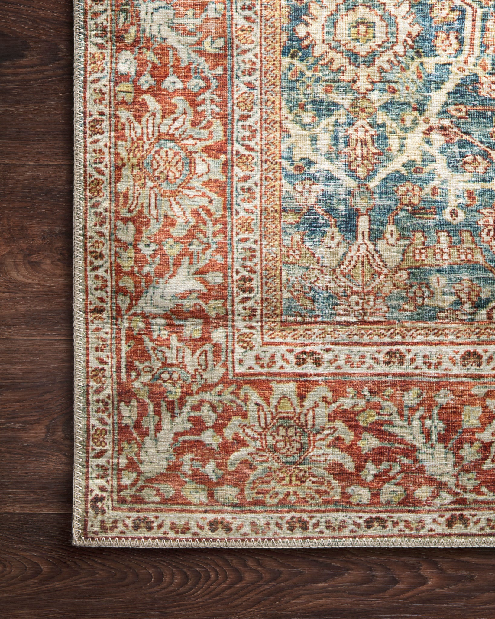 lifestyle view of Layla Ocean / Rust luxury Rug