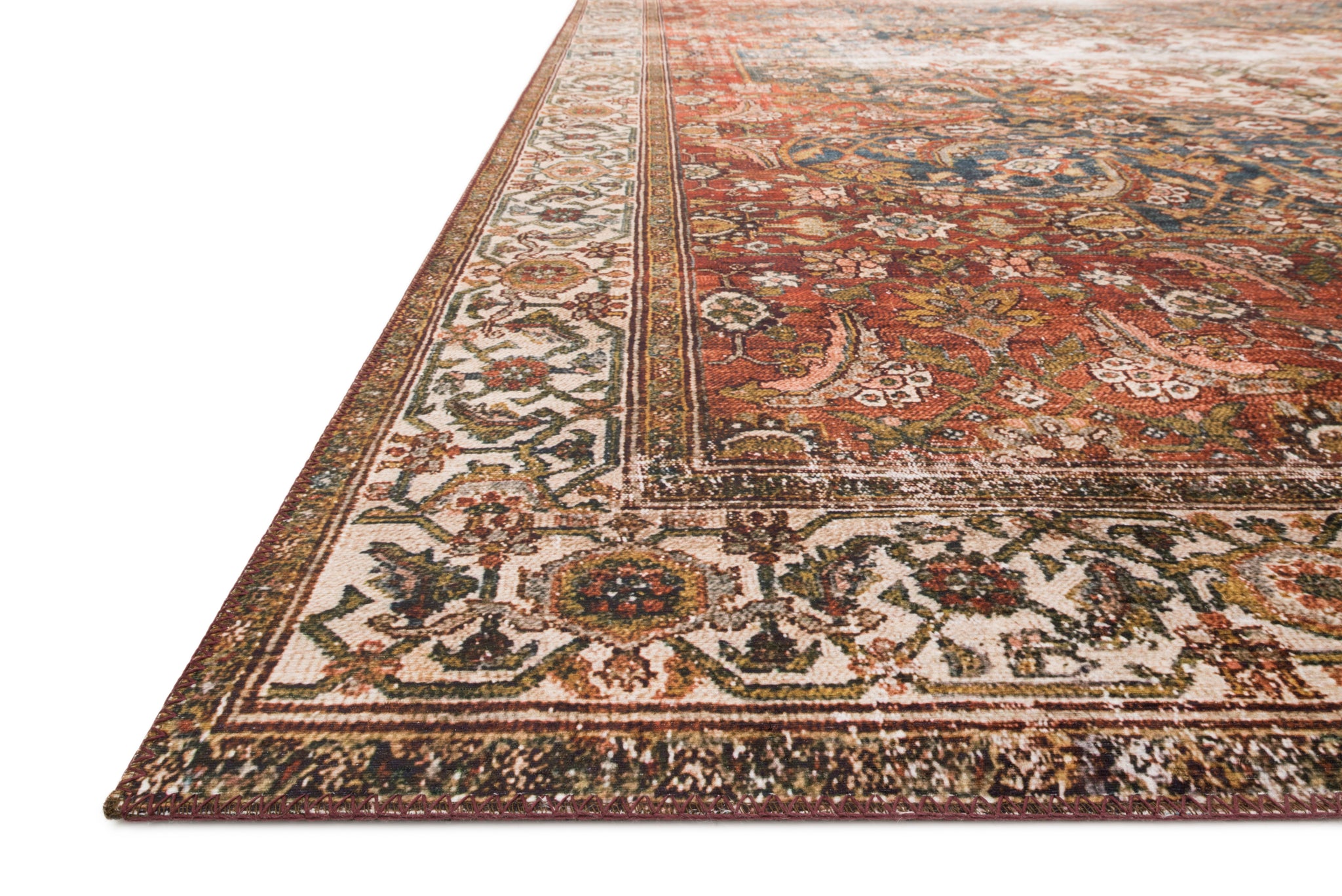 side view of Layla Ocean / Multi luxury Rug