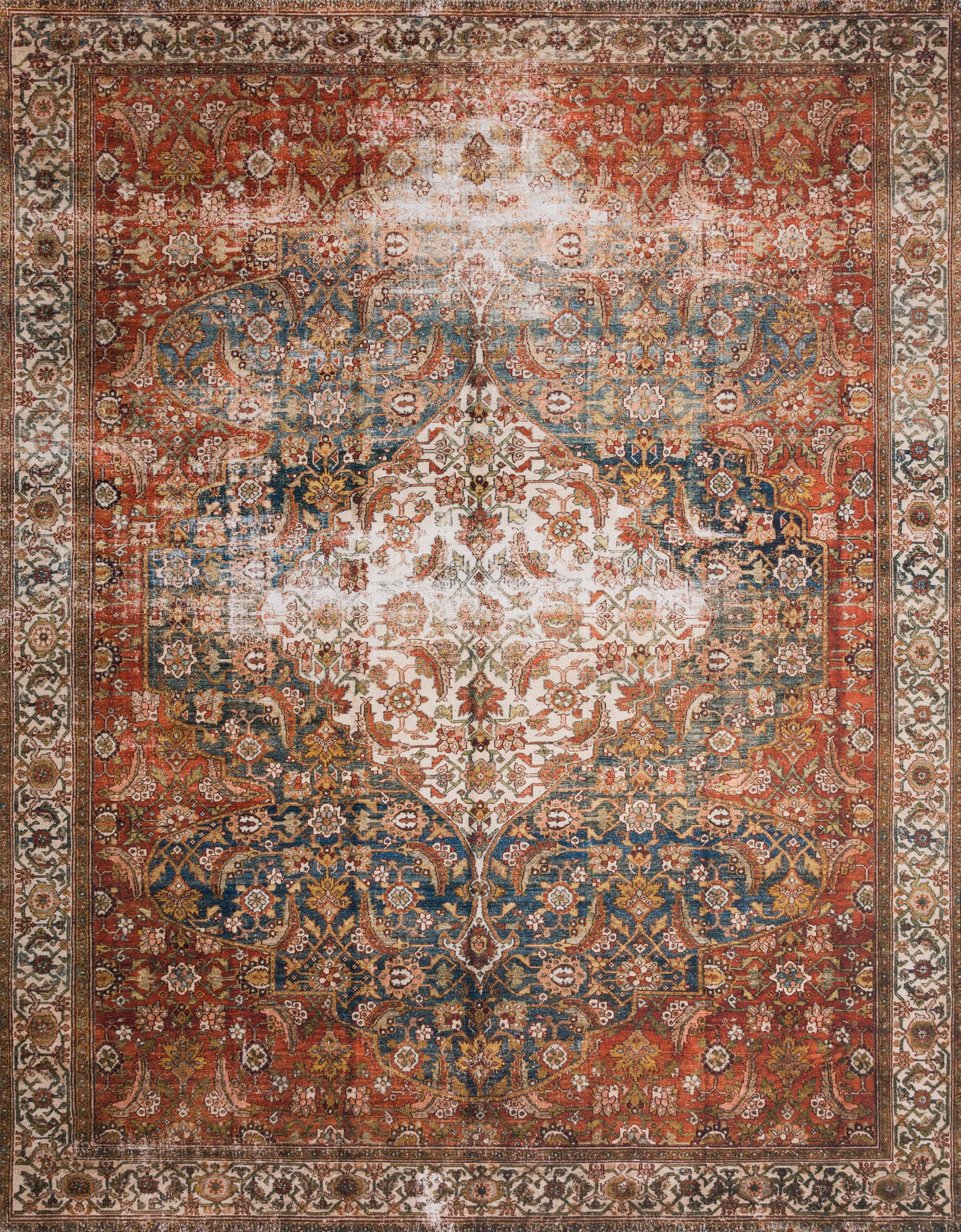 front view of Layla Ocean / Multi luxury Rug