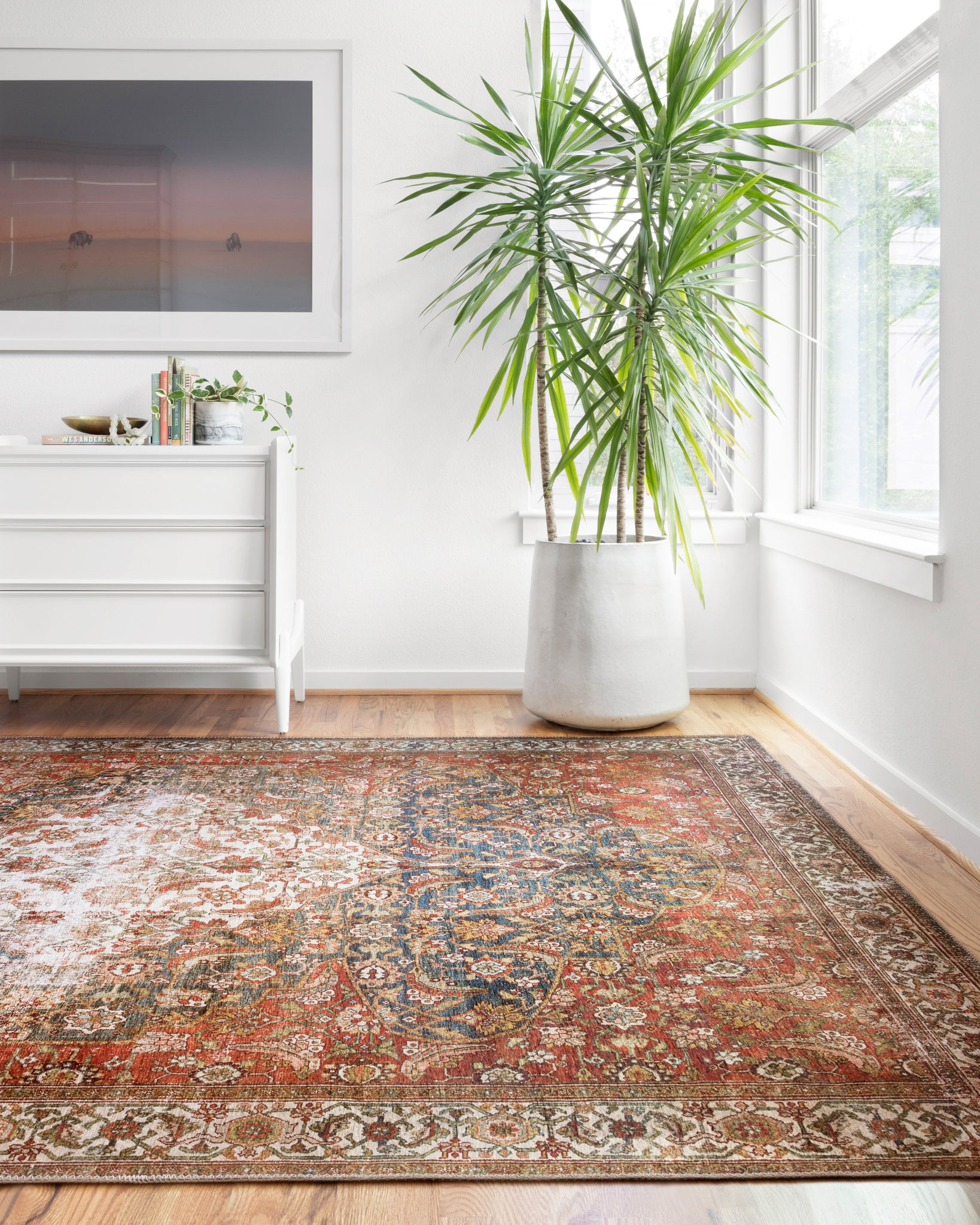 angle view of Layla Ocean / Multi luxury Rug