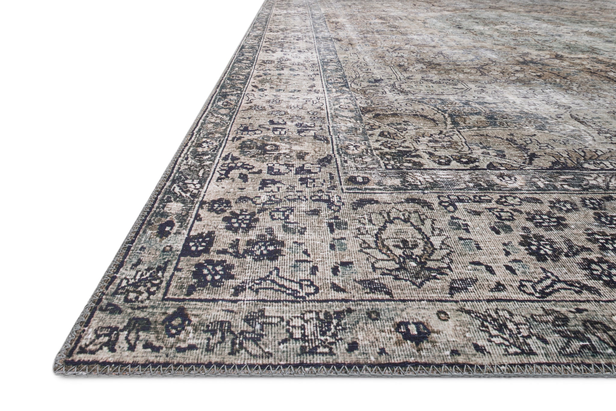 side view of Layla Taupe / Stone luxury Rug