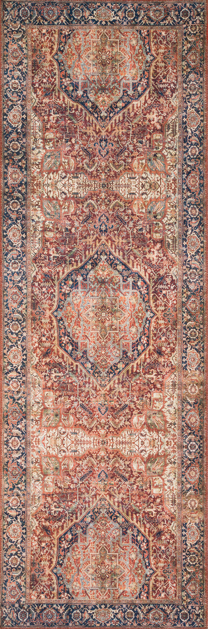 detail view of Layla Red / Navy luxury Rug