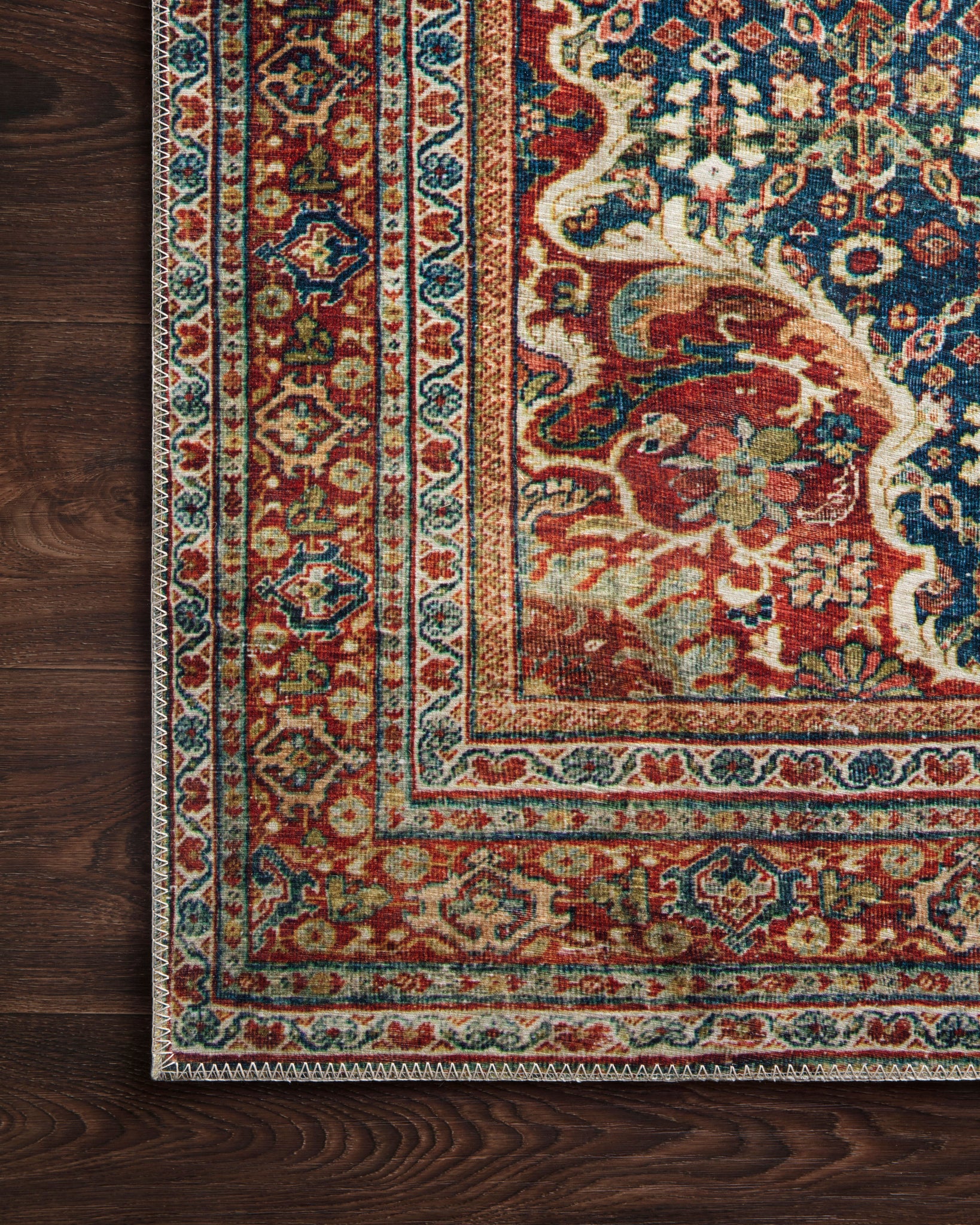 lifestyle view of Layla Cobalt Blue / Spice luxury Rug