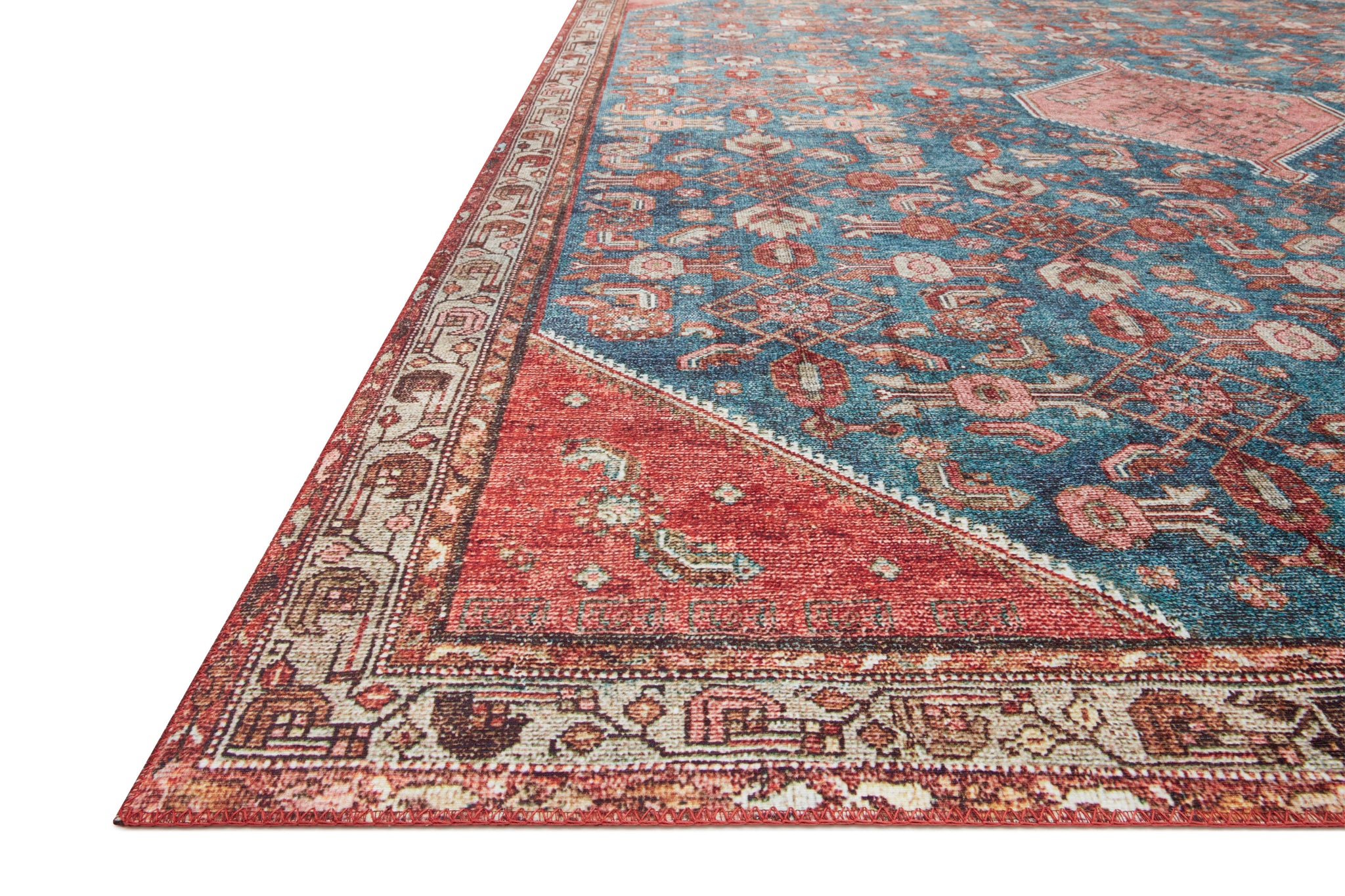 detail view of Layla Marine / Clay luxury Rug