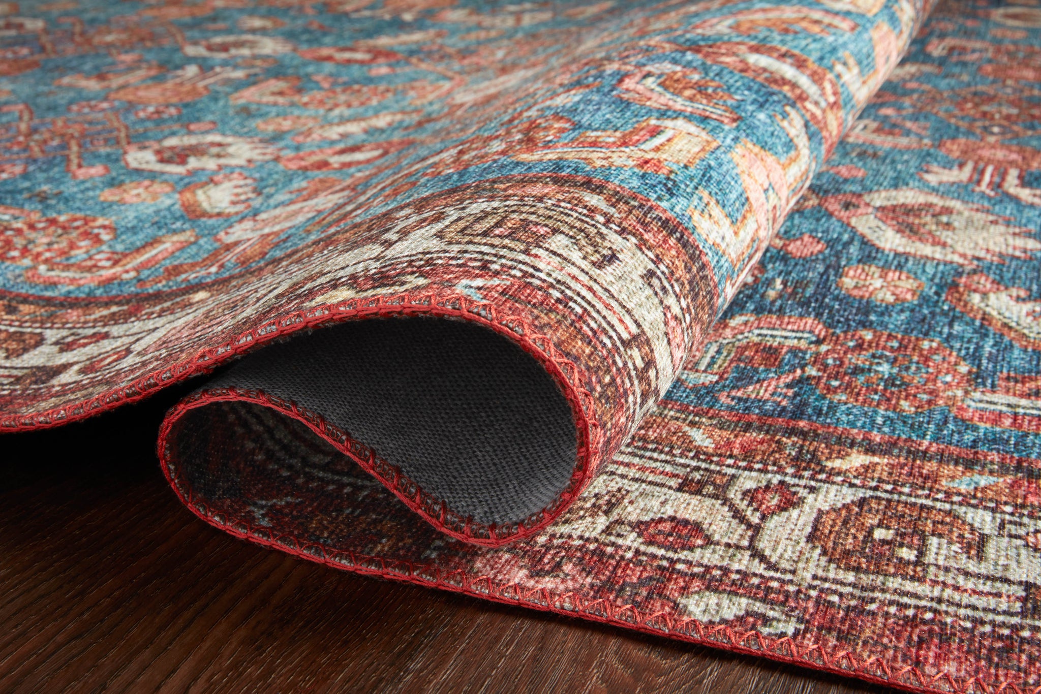 lifestyle view of Layla Marine / Clay luxury Rug