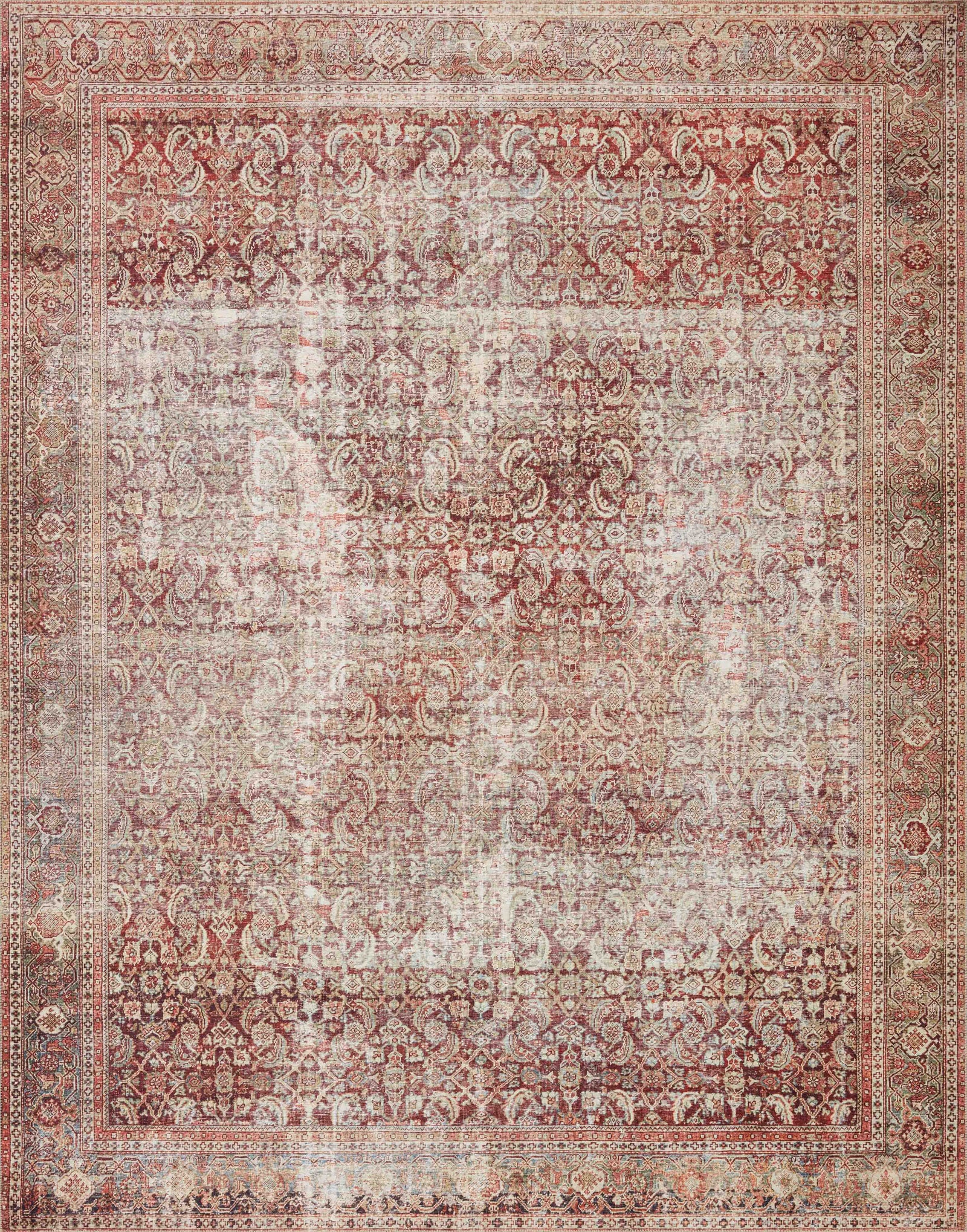 front view of Layla Cinnamon / Sage luxury Rug