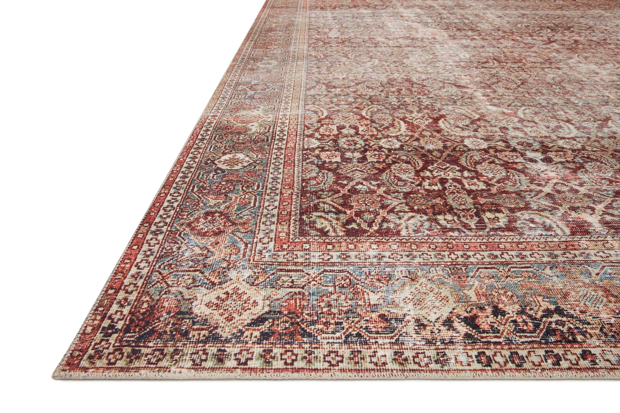 side view of Layla Cinnamon / Sage luxury Rug
