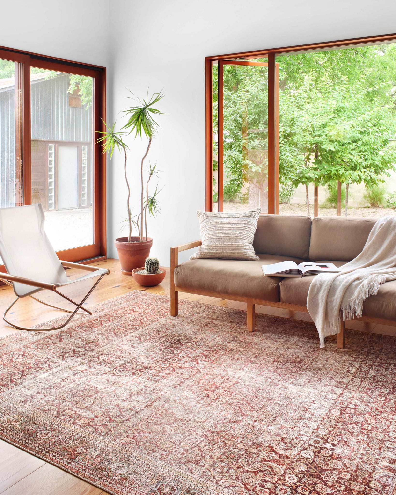 angle view of Layla Cinnamon / Sage luxury Rug