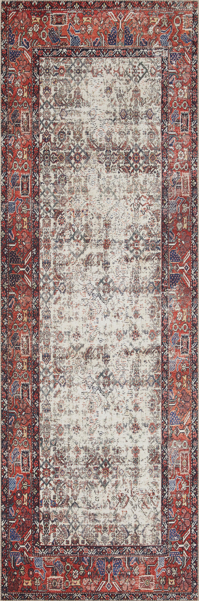 detail view of Layla Ivory / Brick luxury Rug
