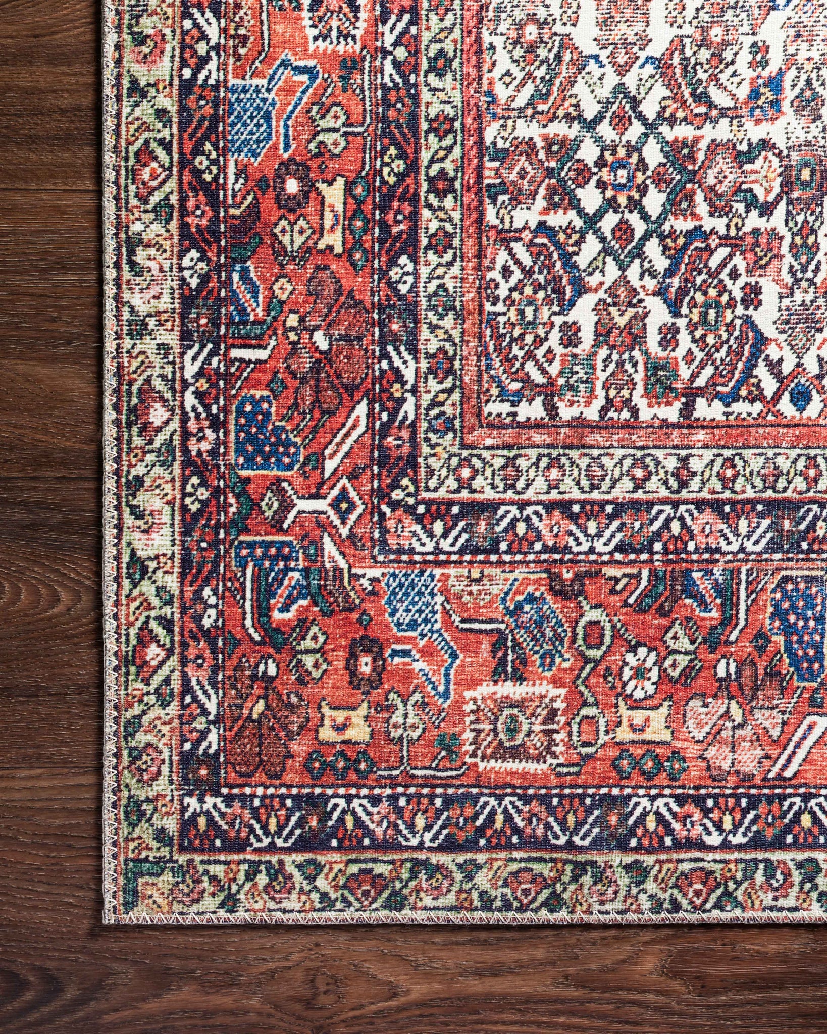 lifestyle view of Layla Ivory / Brick luxury Rug