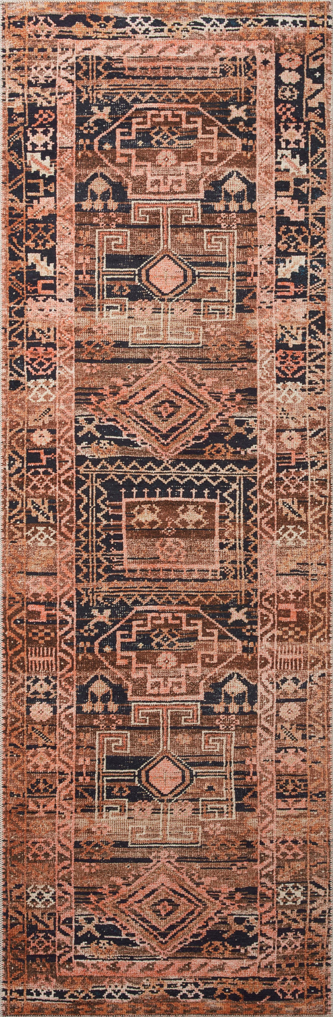 side view of Layla Mocha / Blush luxury Rug
