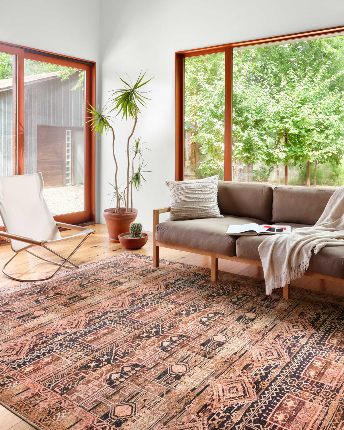 front view of Layla Mocha / Blush luxury Rug