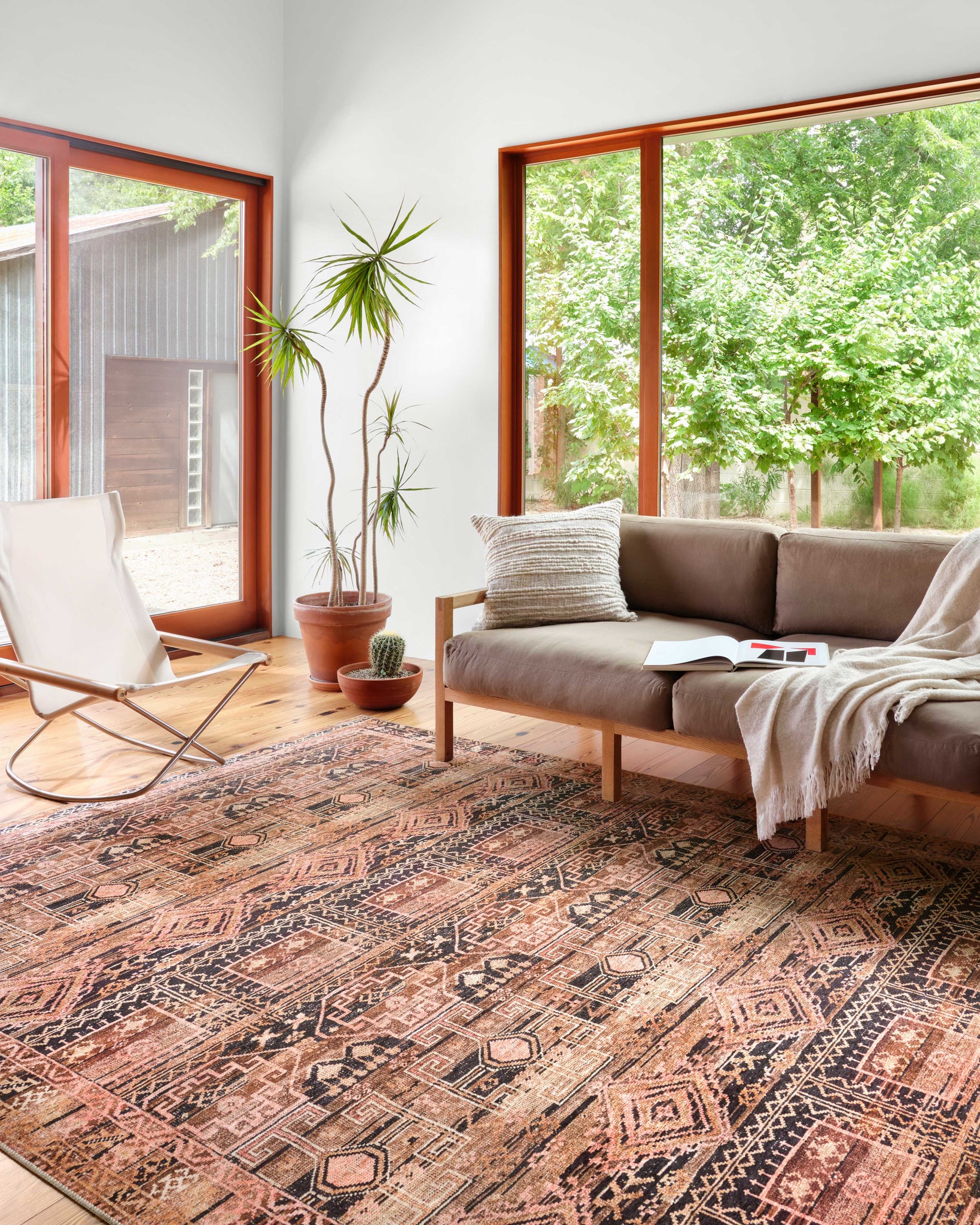 front view of Layla Mocha / Blush luxury Rug