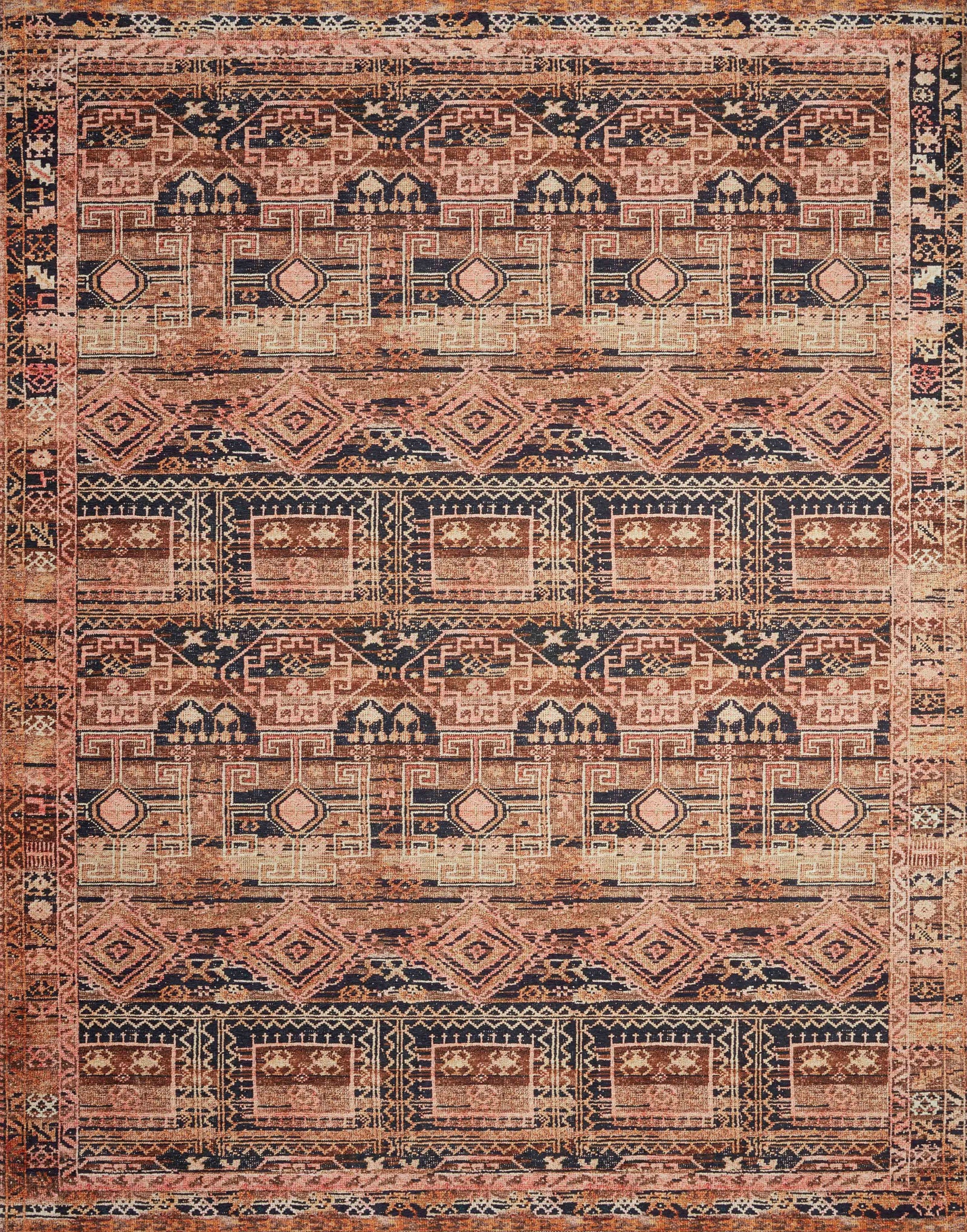 front view of Layla Mocha / Blush luxury Rug