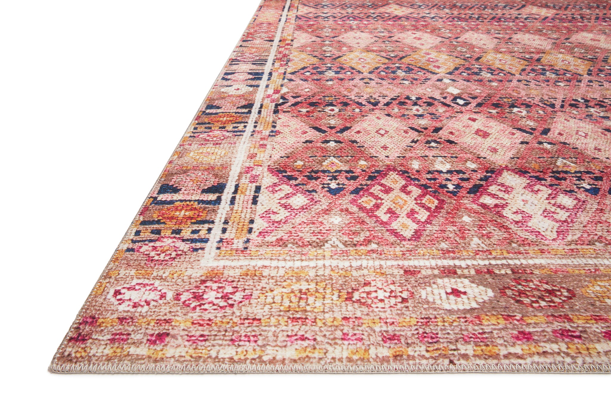 side view of Layla Magenta / Multi luxury Rug