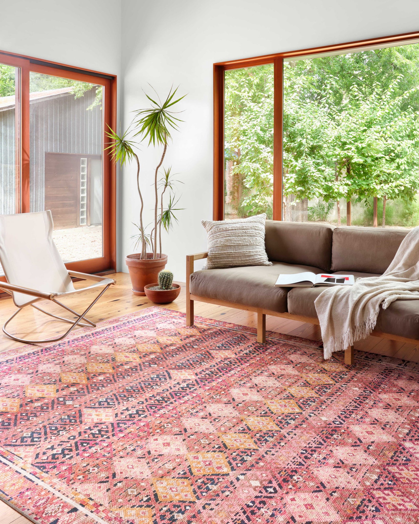 angle view of Layla Magenta / Multi luxury Rug