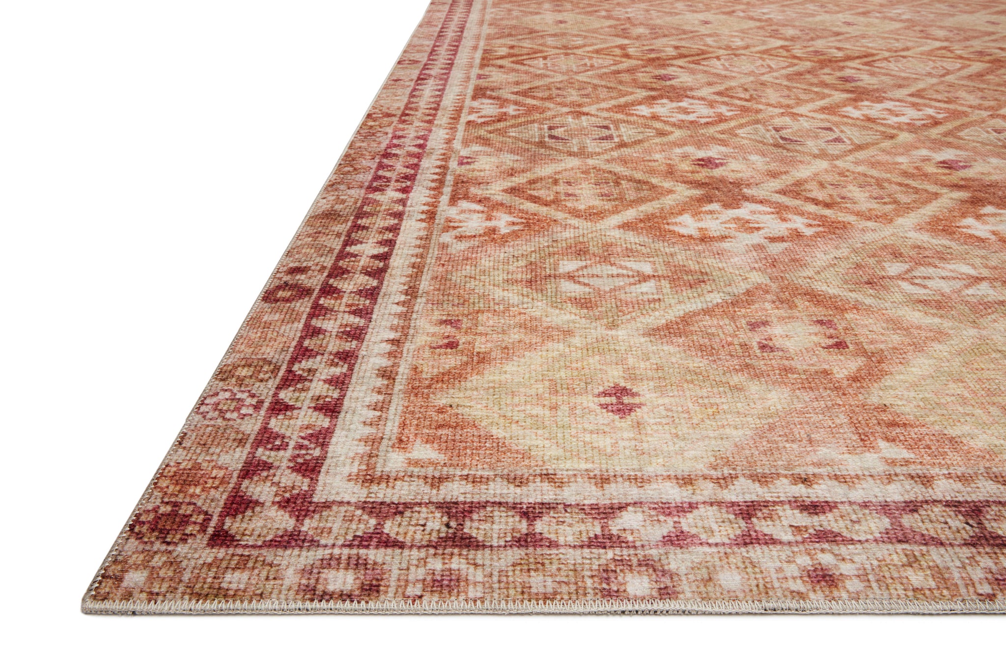 side view of Layla Natural / Spice luxury Rug