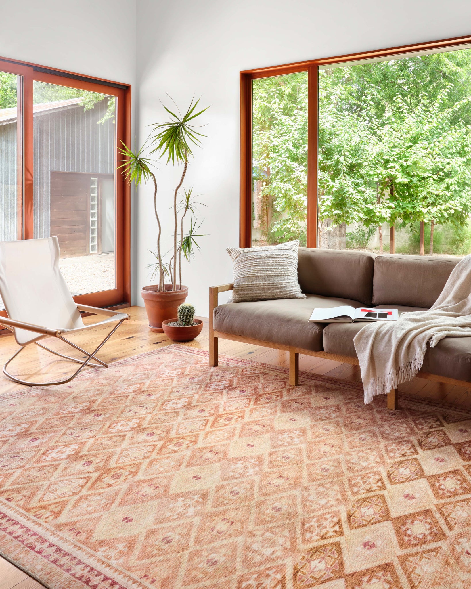 angle view of Layla Natural / Spice luxury Rug